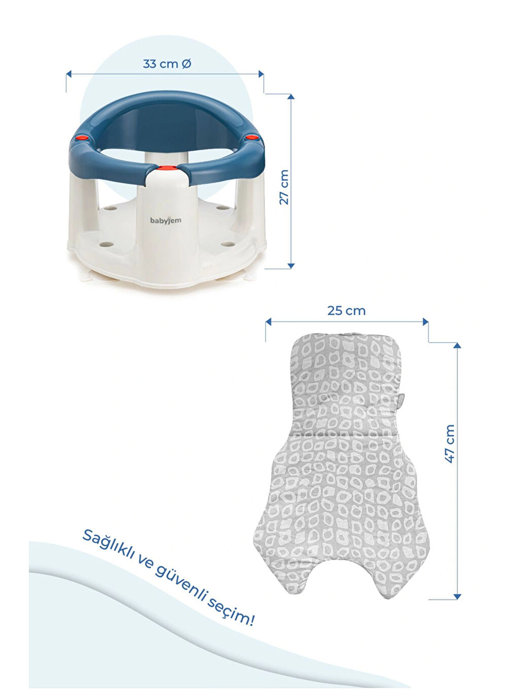 Önden Açılır Mama Sandalye Oturağı Ve Minderi - 2 ' Li Set İndigo Mavi-3