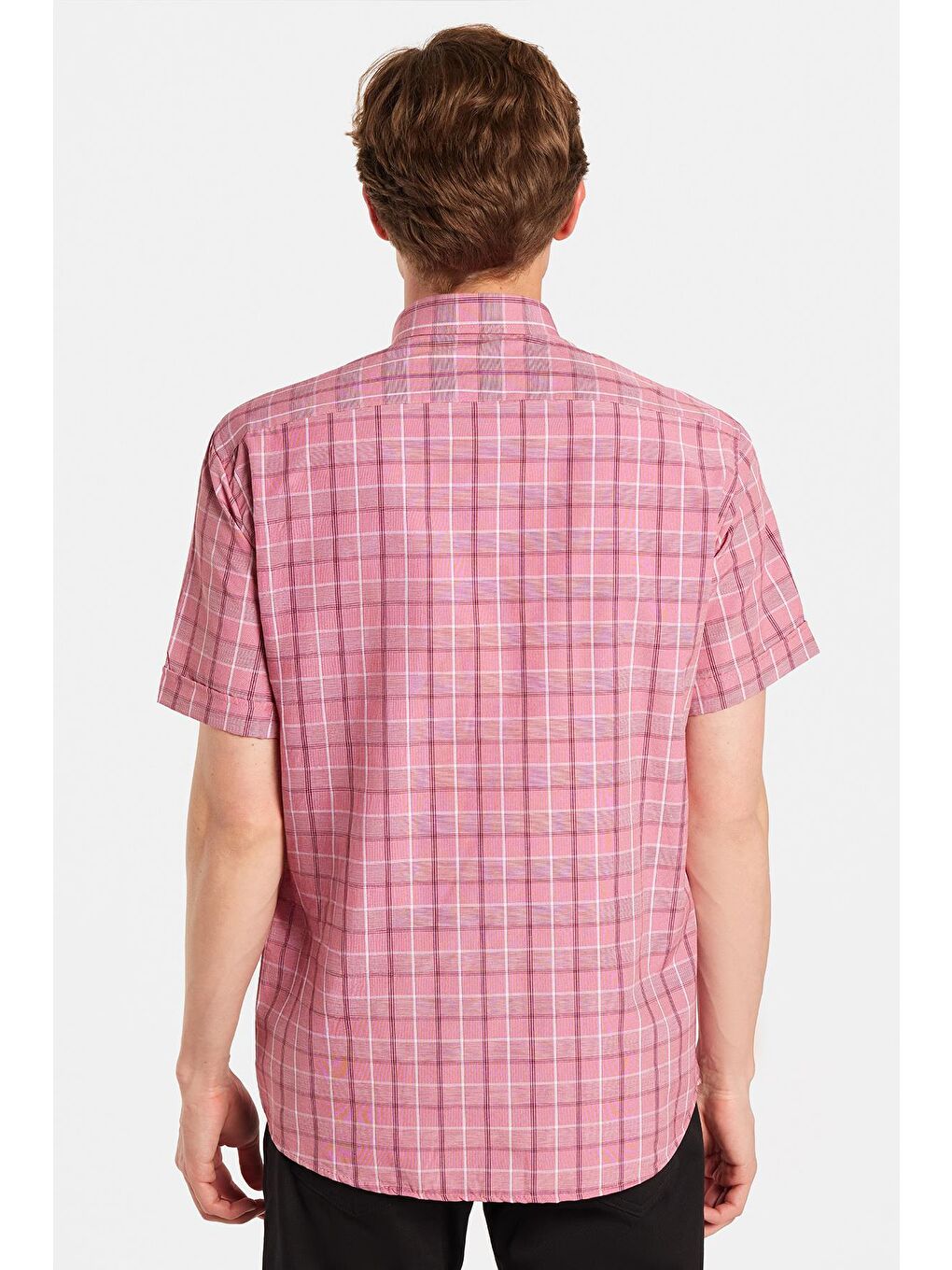 Karışık Erkek Regular Fit Klasik Kesim Pamuklu Tek Cepli Ekoseli Düğmeli Yaka Gömlek-4