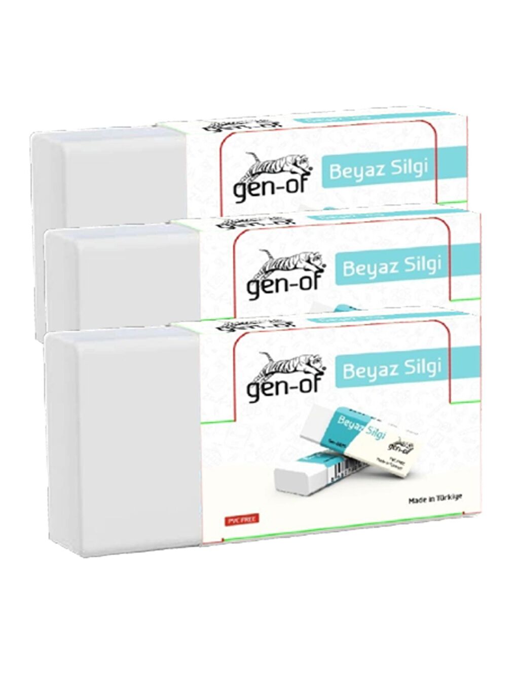 Gen-Of Beyaz No:30 Küçük Boy PVC Free Beyaz Silgi (GEN-6830) 3 Adet - 3