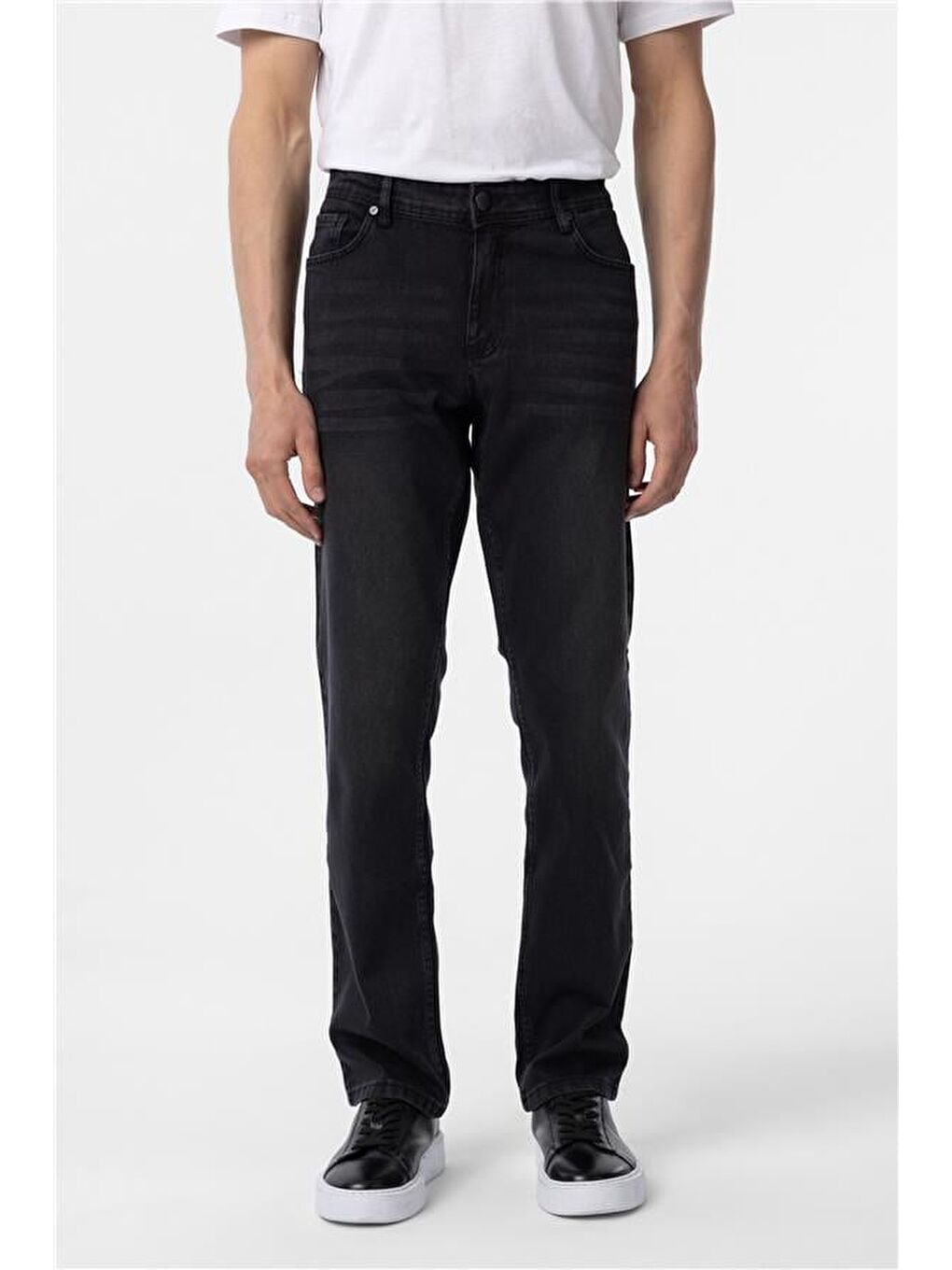 Siyah Regular Denim Pantolon-1