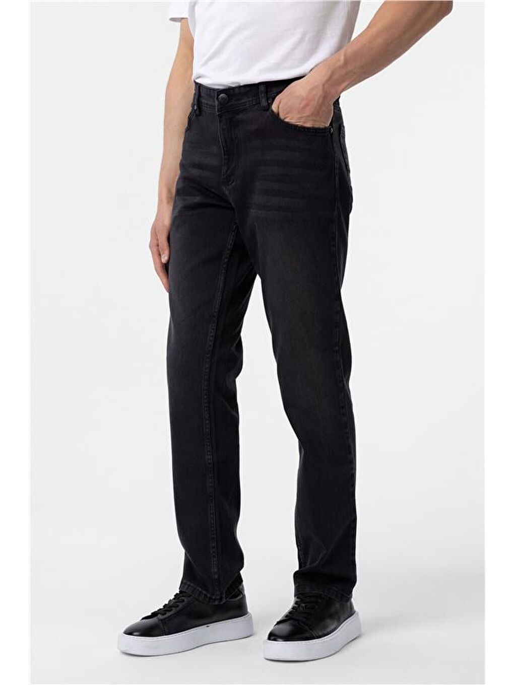 Siyah Regular Denim Pantolon-2