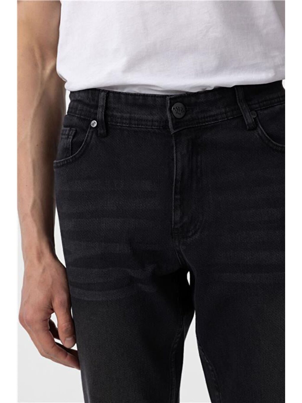 Siyah Regular Denim Pantolon-3