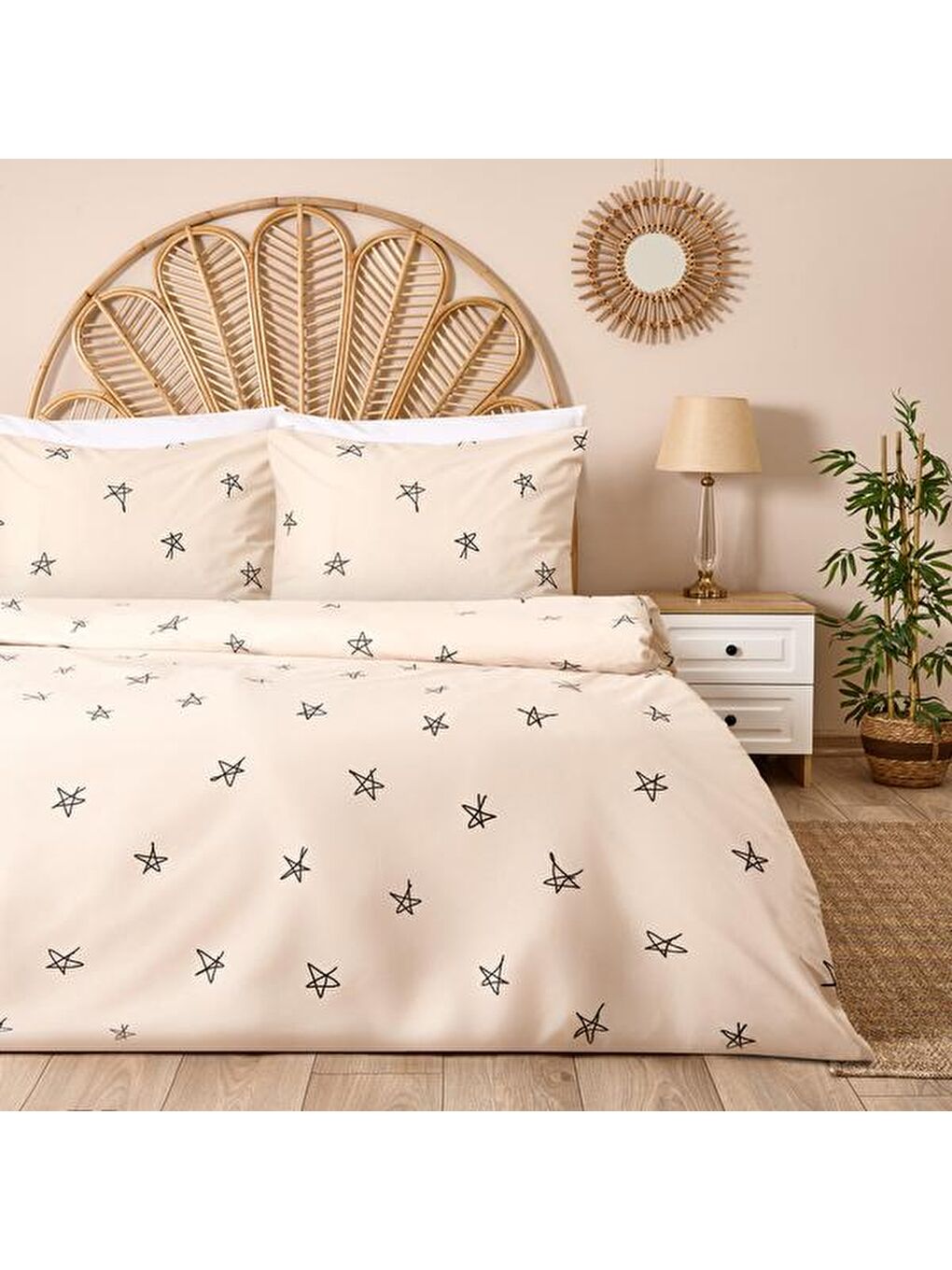 Siyah Soft Celje Çift Kişilik Nevresim Takımı - Beyaz / Antrasit