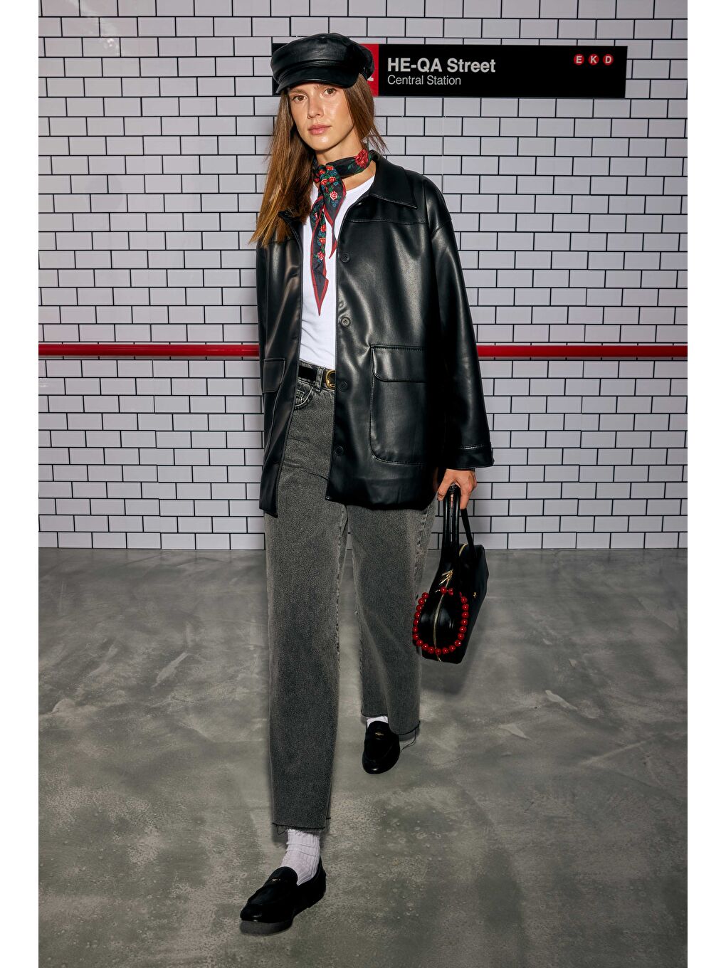 Spor Kesim Deri Ceket Siyah