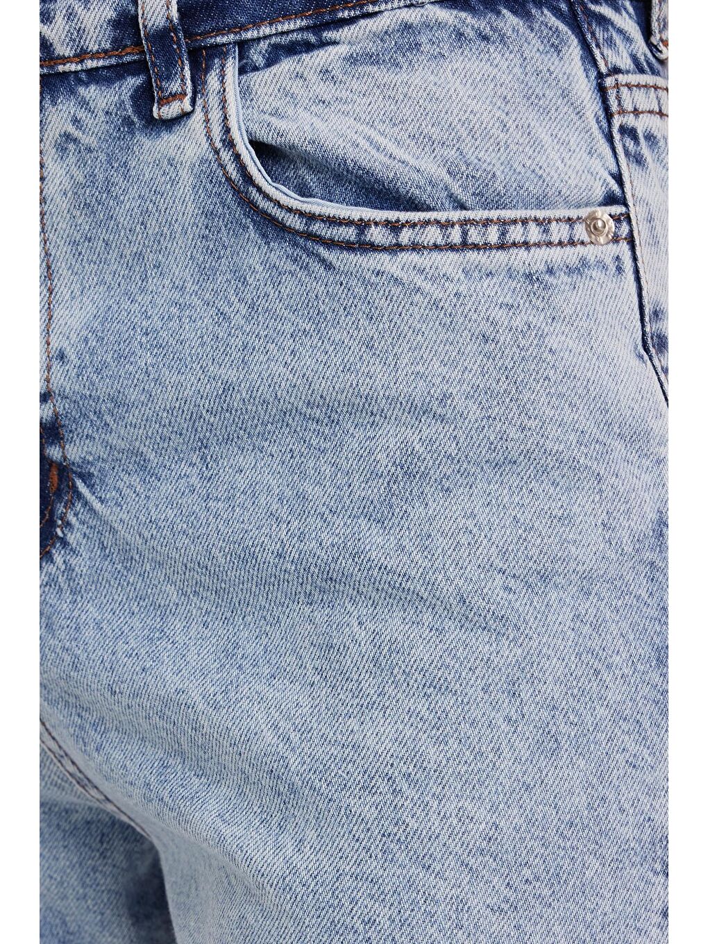 Kadın Slim Fit Dar Kesim Pamuklu Dar Paça Açık Mavi Jean Pantolon-5