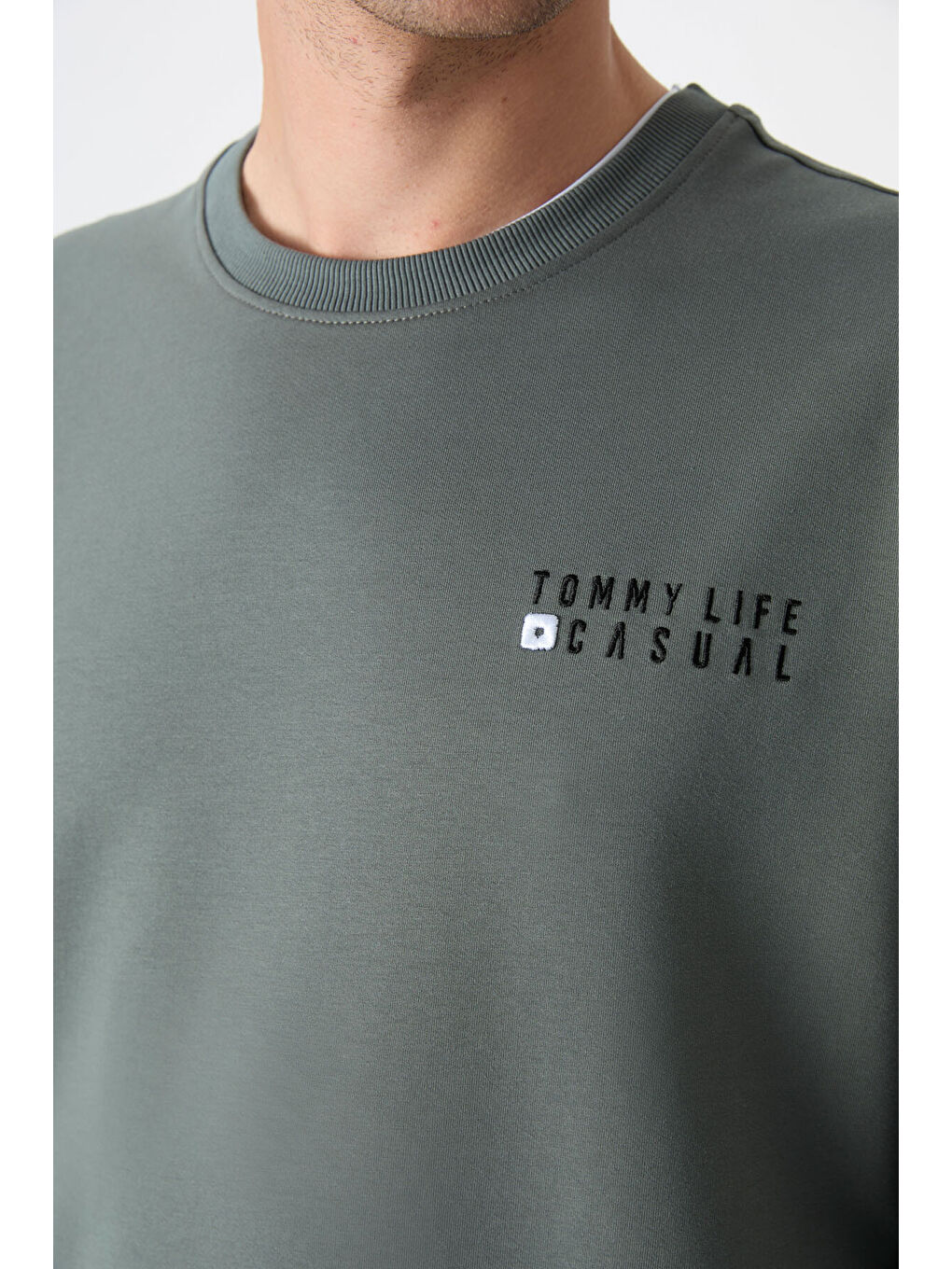 Yeşil Çağla Casual Bisiklet Yaka Lastik Paça Erkek Oversize Eşofman Takımı - 85120-2