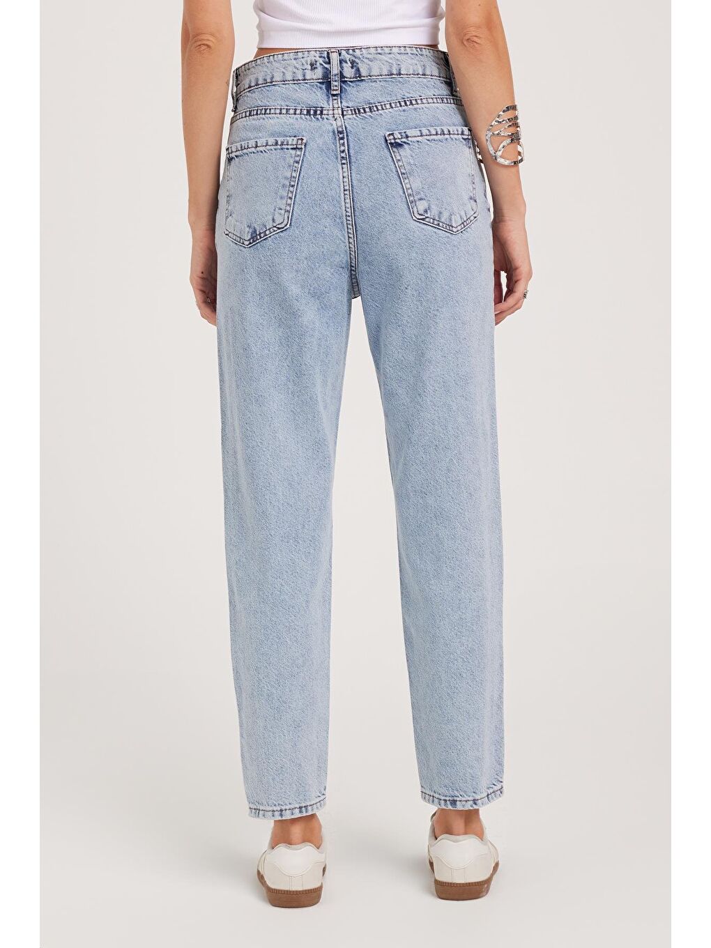 Kadın Slim Fit Dar Kesim Pamuklu Dar Paça Açık Mavi Jean Pantolon-6