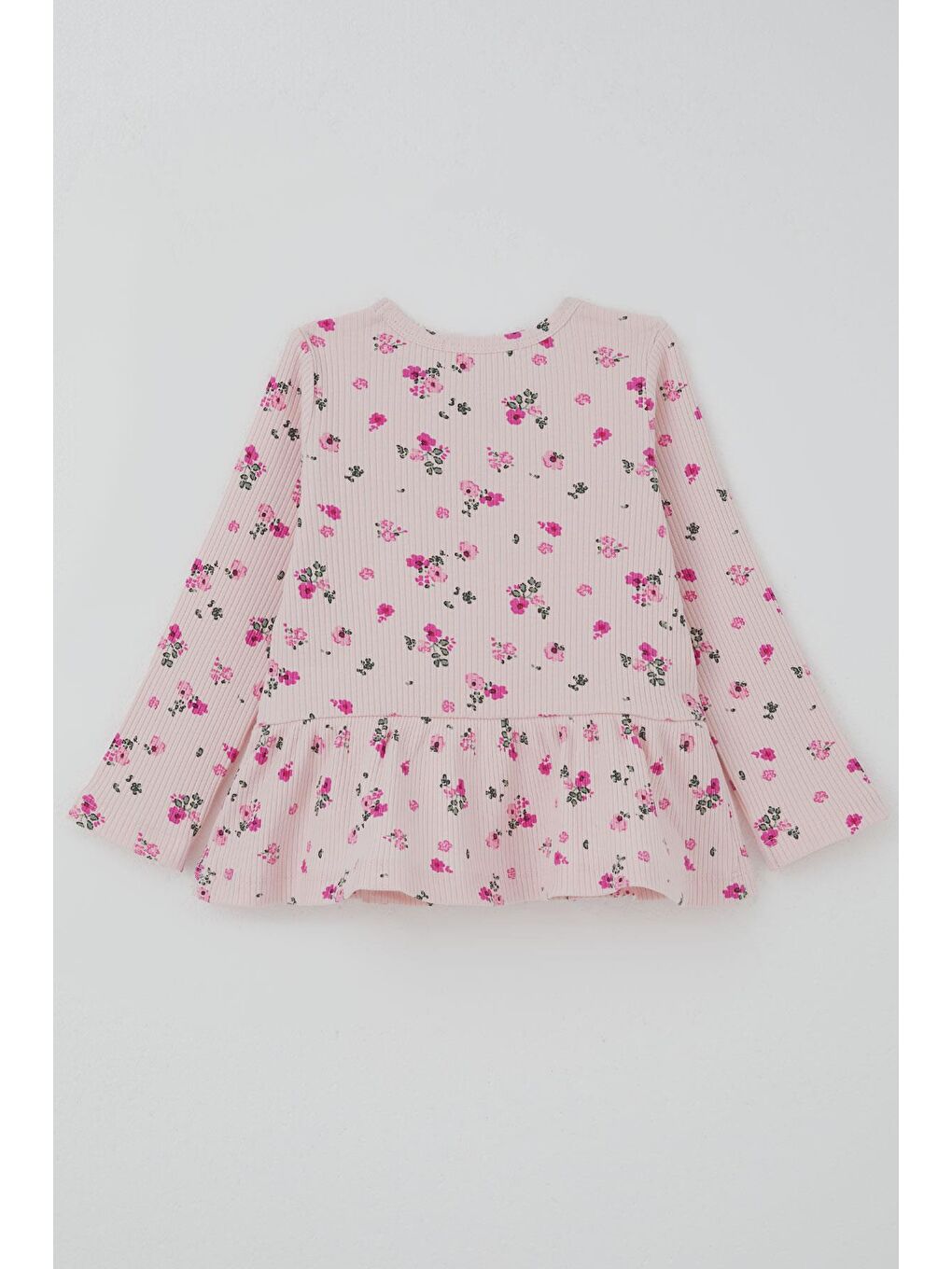 Kız Çocuk Taytlı Takım Çiçek Desenli Paça Kısmı Fırfır Detaylı Pembe (3-7 Yaş)-3
