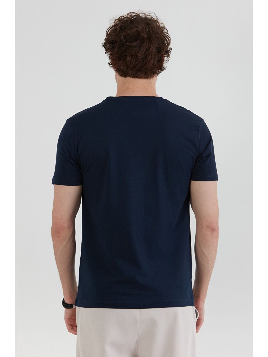 Lacivert It`s Ok Baskılı Bisiklet Yaka Tişört-3