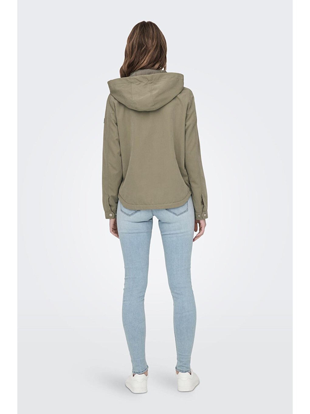 Bej Onlskylar Büzgülü Regular Fit Kapüşonlu Mevsimlik Kadın Mont 15218613-4