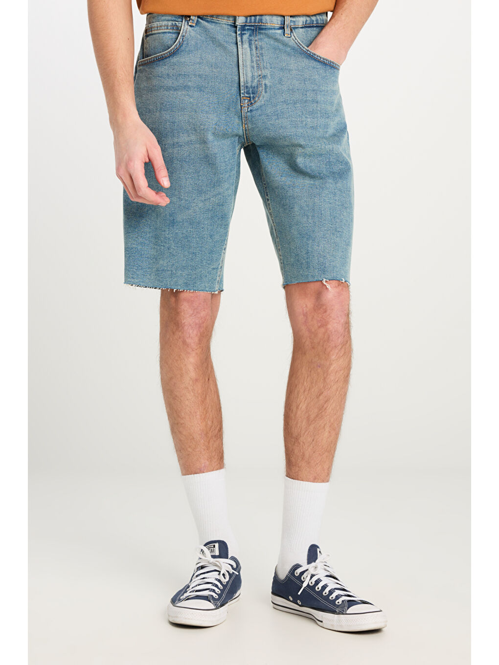 Regular Fit Normal Kesim Normal Bel Açık Mavi Esnek Jean Şort-2