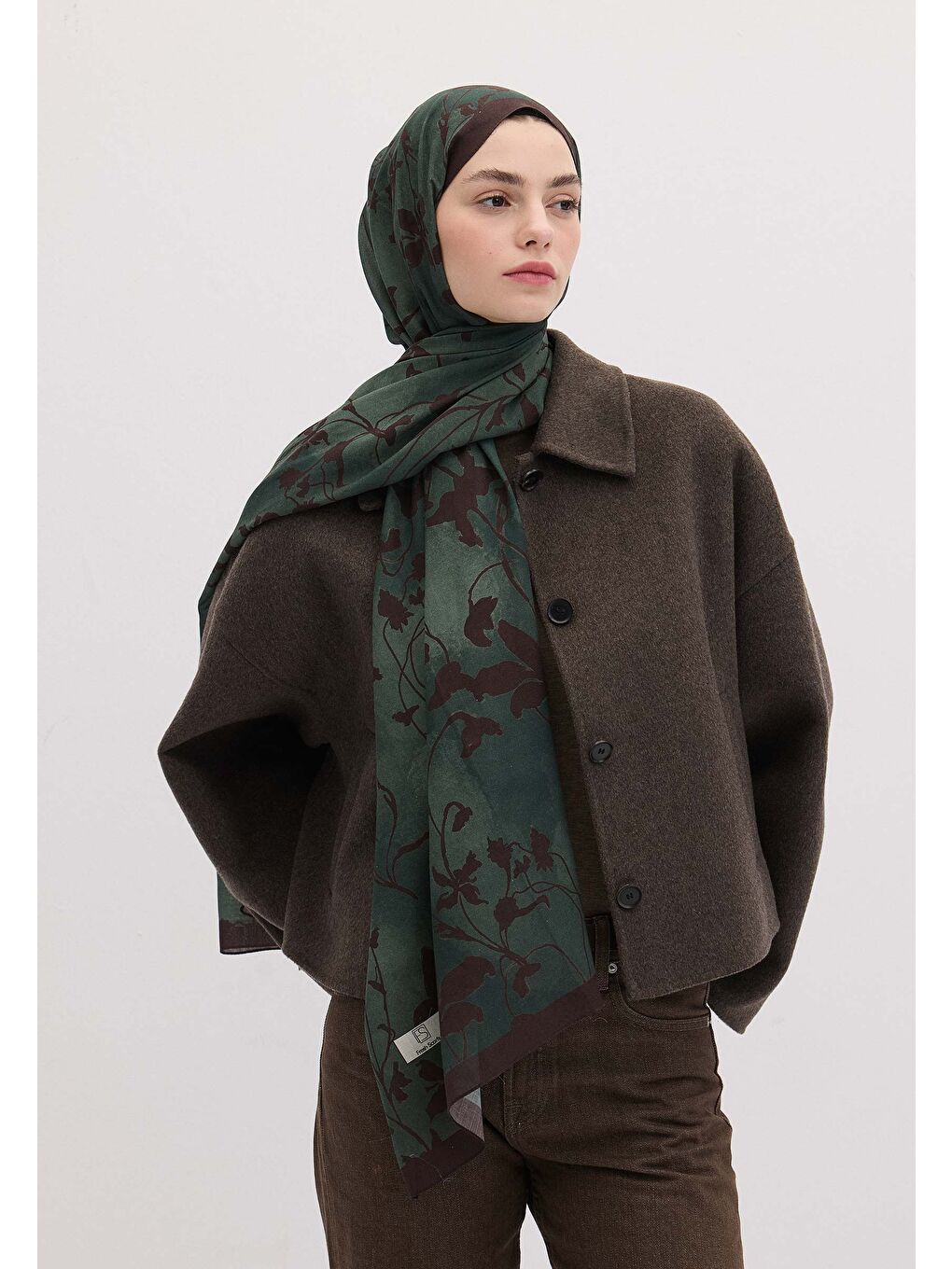 Kahverengi Dark Forest Desen Şal Acı Kahve