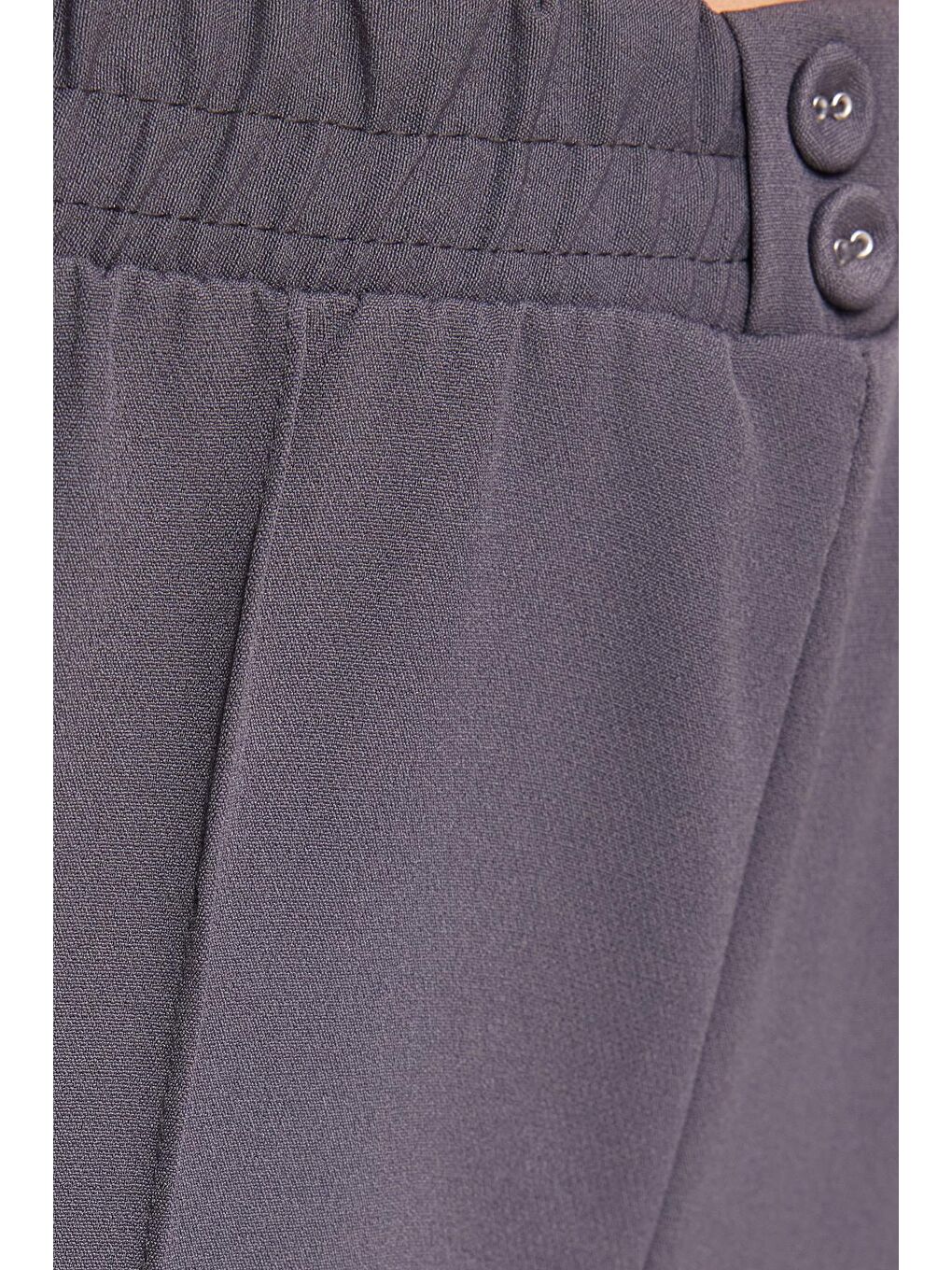 Kadın Relax Fit Rahat Kesim Yüksel Bel Düz Paça Beli Lastikli Antrasit Pantolon-5