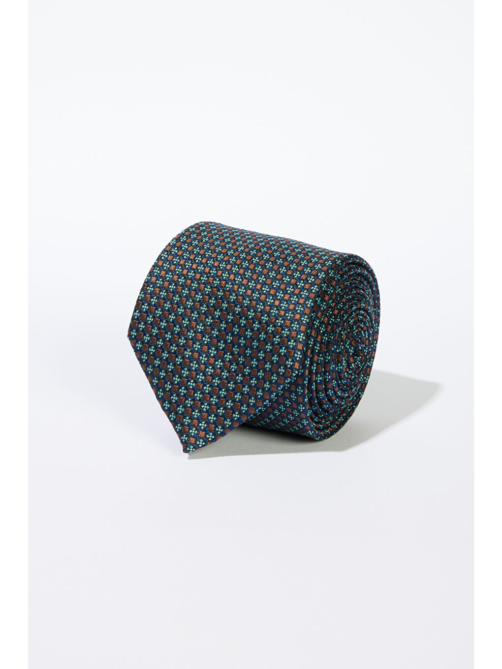 Erkek Lacivert-Kahverengi Desenli Kravat
