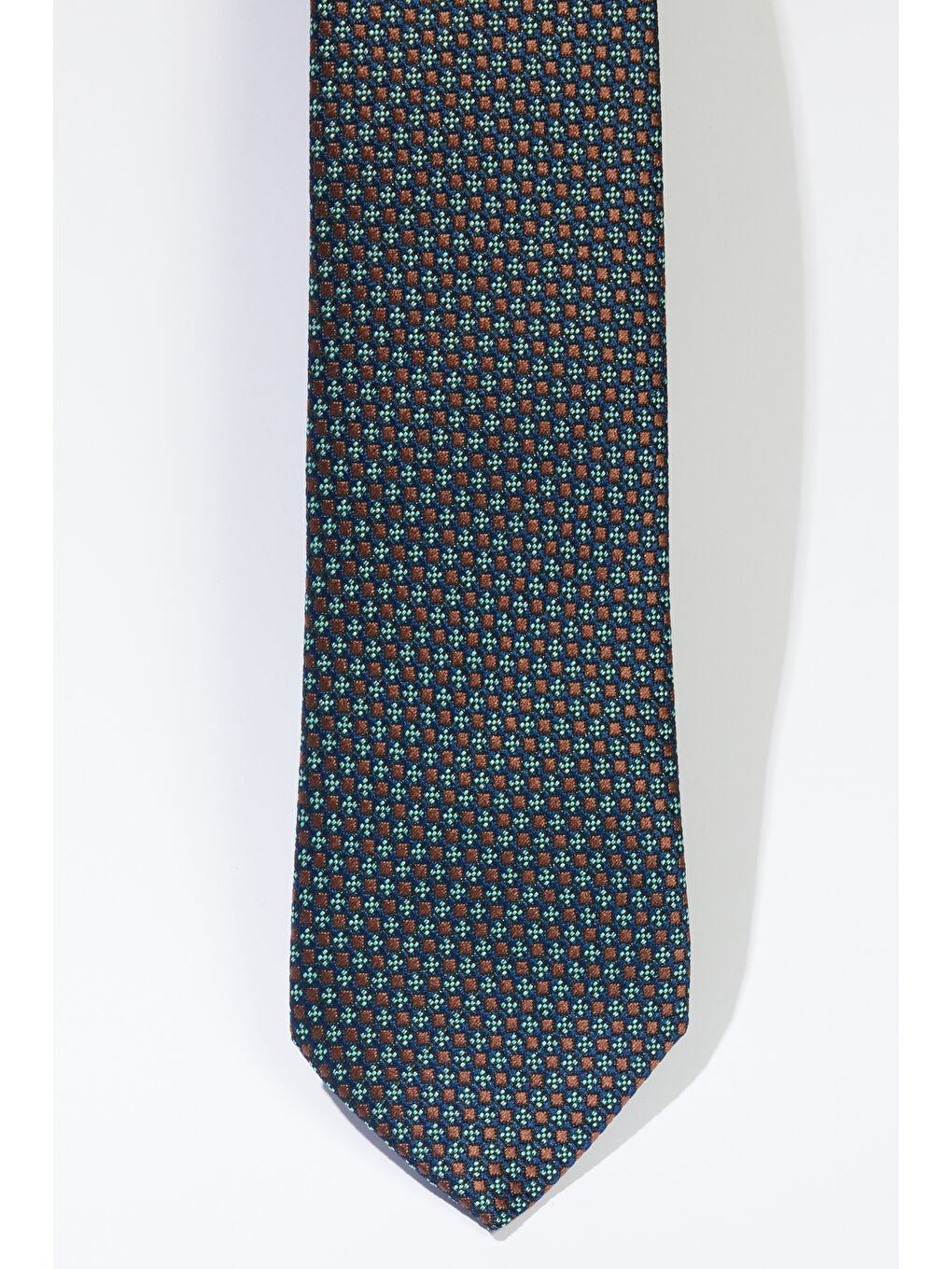 Erkek Lacivert-Kahverengi Desenli Kravat-1