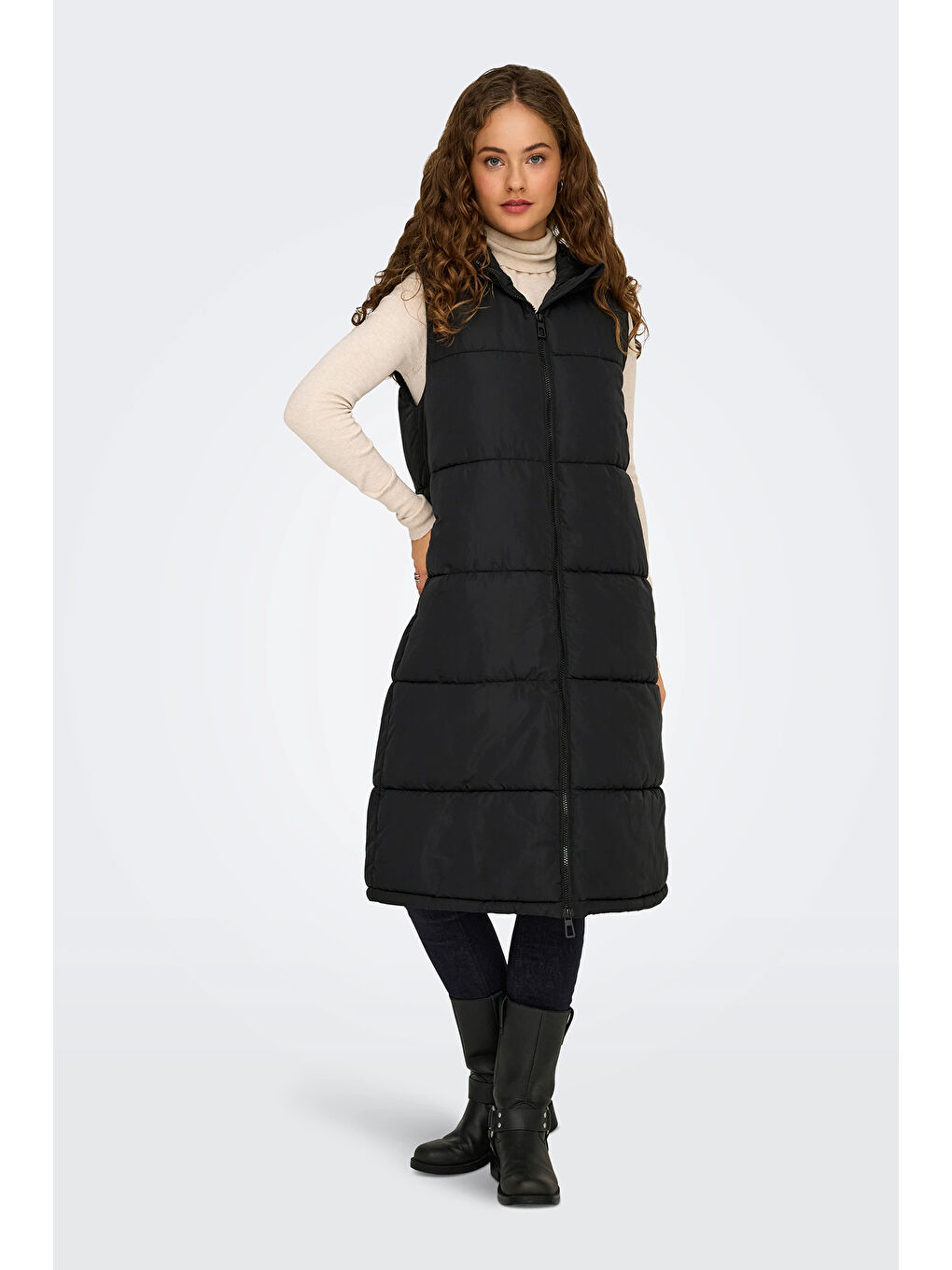 Siyah Onlalina Kapitoneli Regular Fit Uzun Yelek 15241995-3