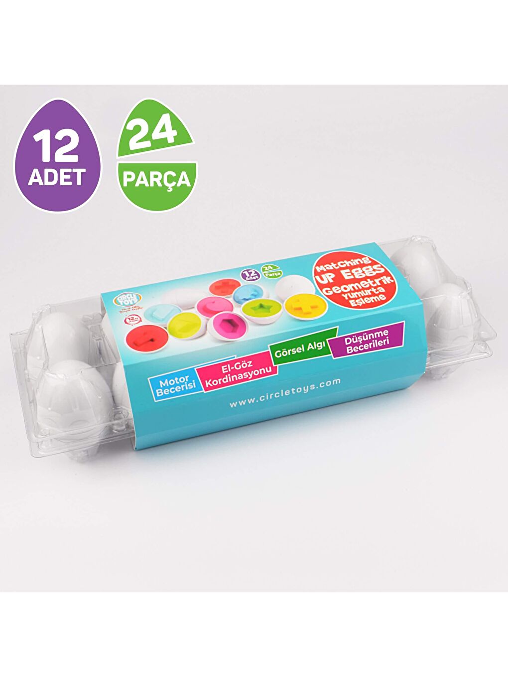 Circle Toys Karışık 12’li Geometrik Yumurta - 1