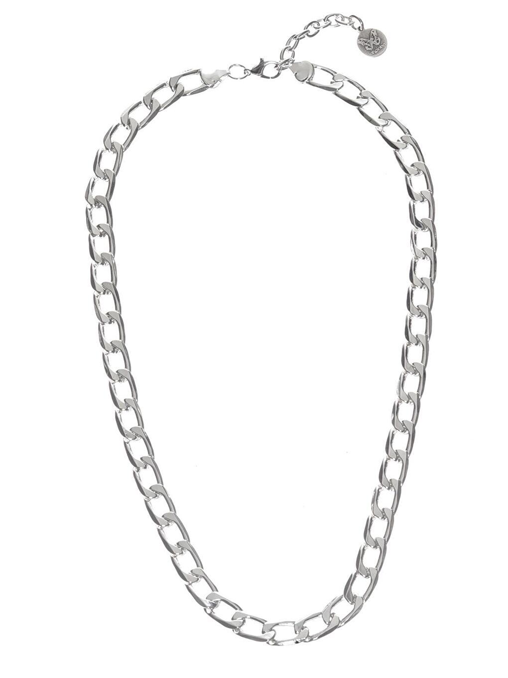 Gri Erkek Lak Gümüş Renk Kaplama Kalın Zincir Formlu Kolye