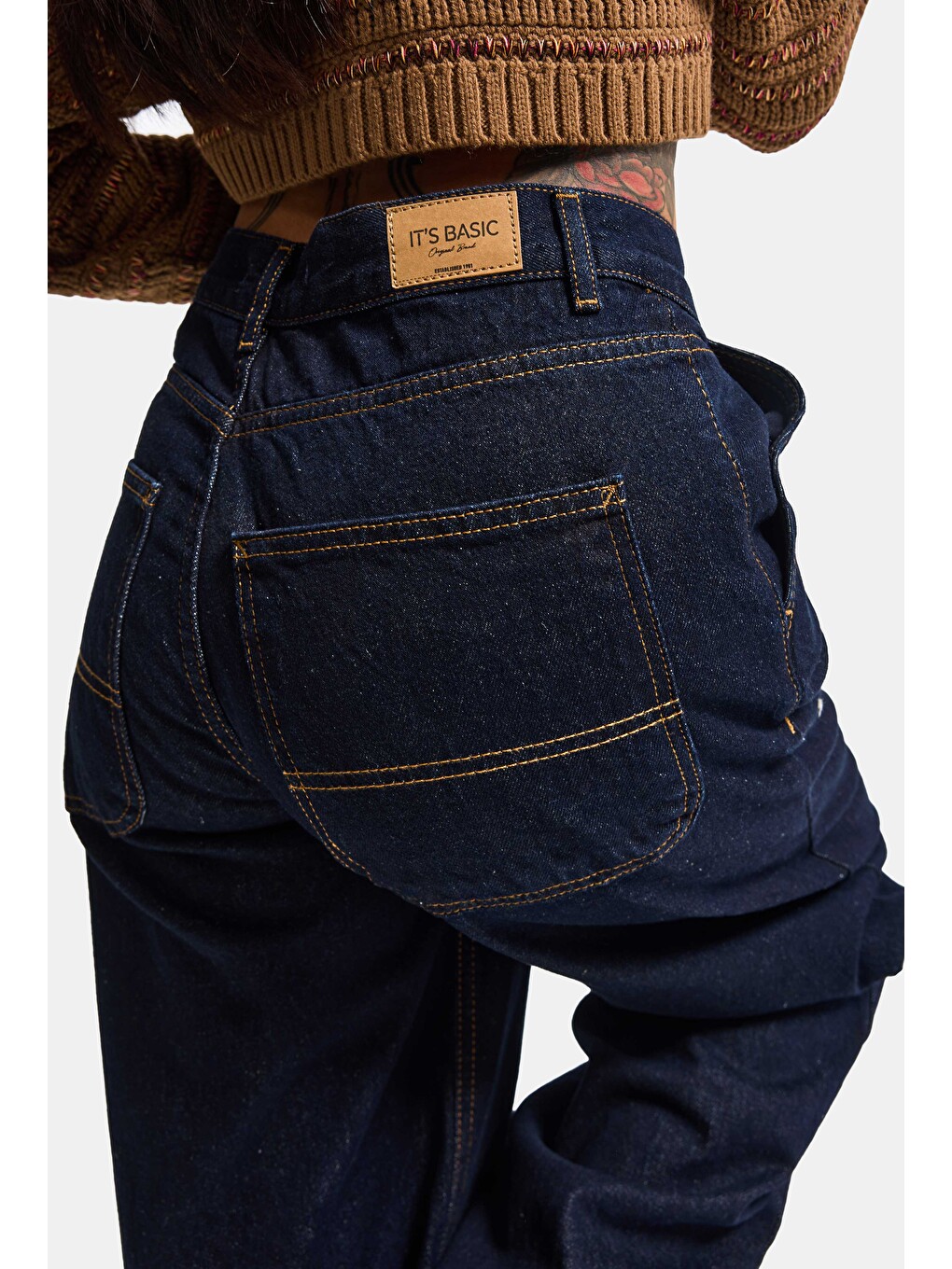 Kadın İndigo Selvedge 7w6-50 Skater Fit Bol Kesim Denim Jean-2