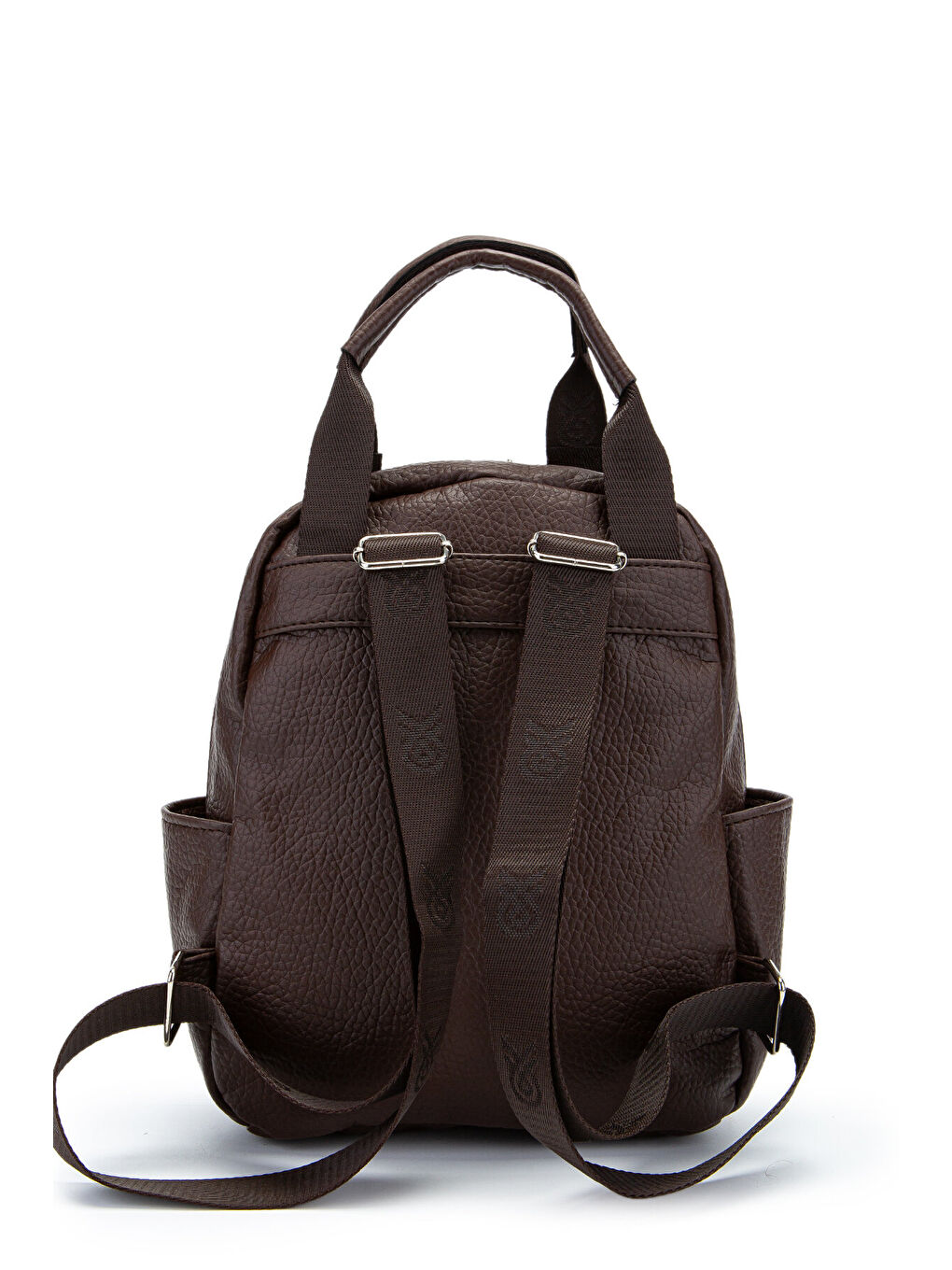 Çok Gözlü Suni Deri Bucky Sırt Çanta Kahverengi-2