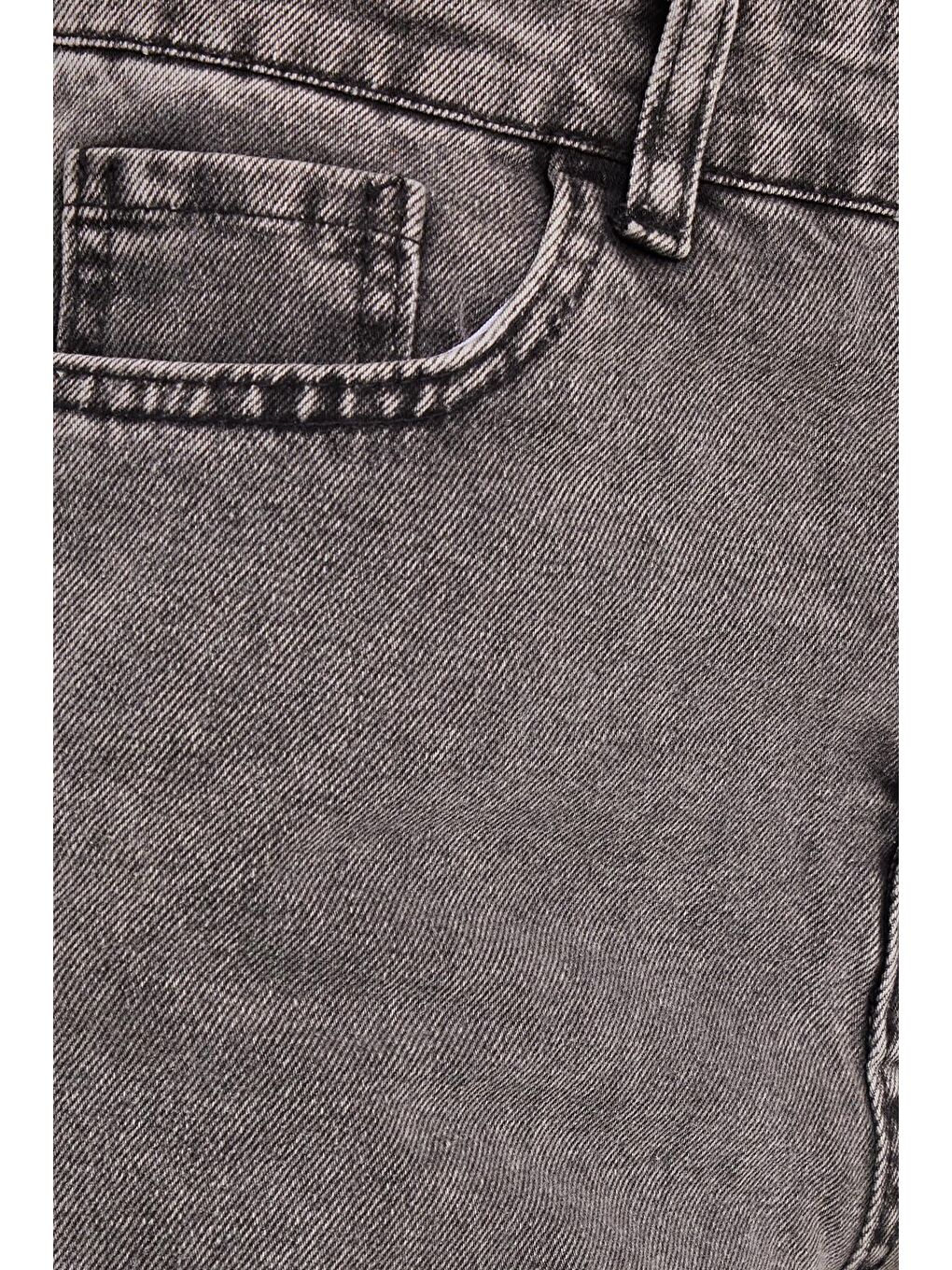 Kadın Slim Fit Dar Kesim Pamuklu Dar Paça Antrasit Jean Pantolon-5