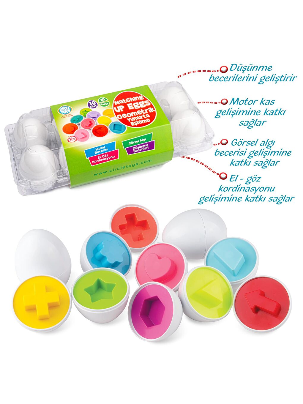 Circle Toys Karışık 10’lu Geometrik Yumurta - 1