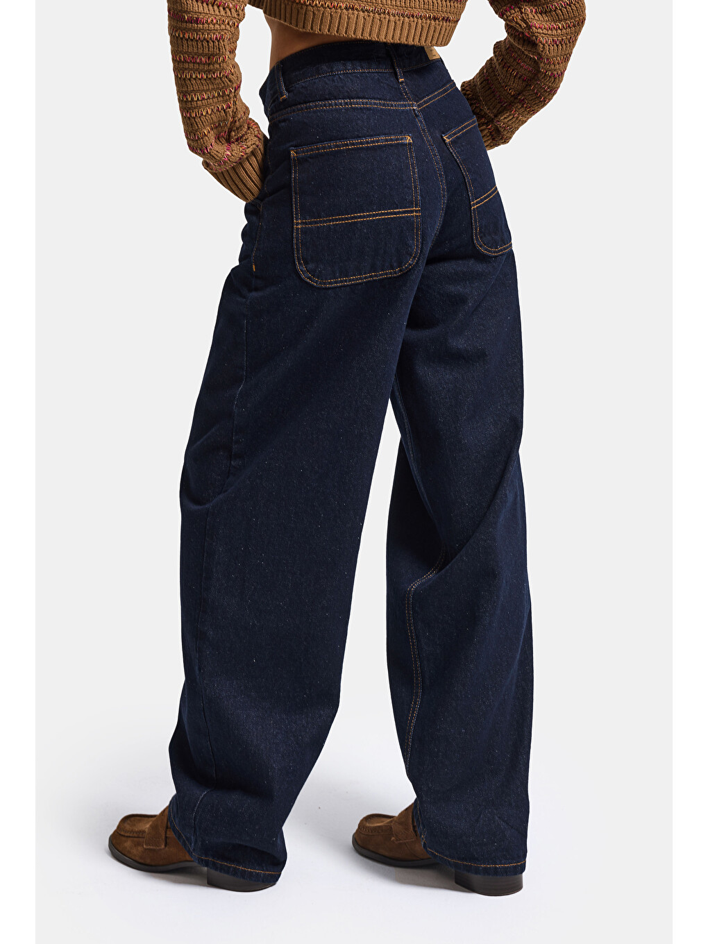 Kadın İndigo Selvedge 7w6-50 Skater Fit Bol Kesim Denim Jean-4