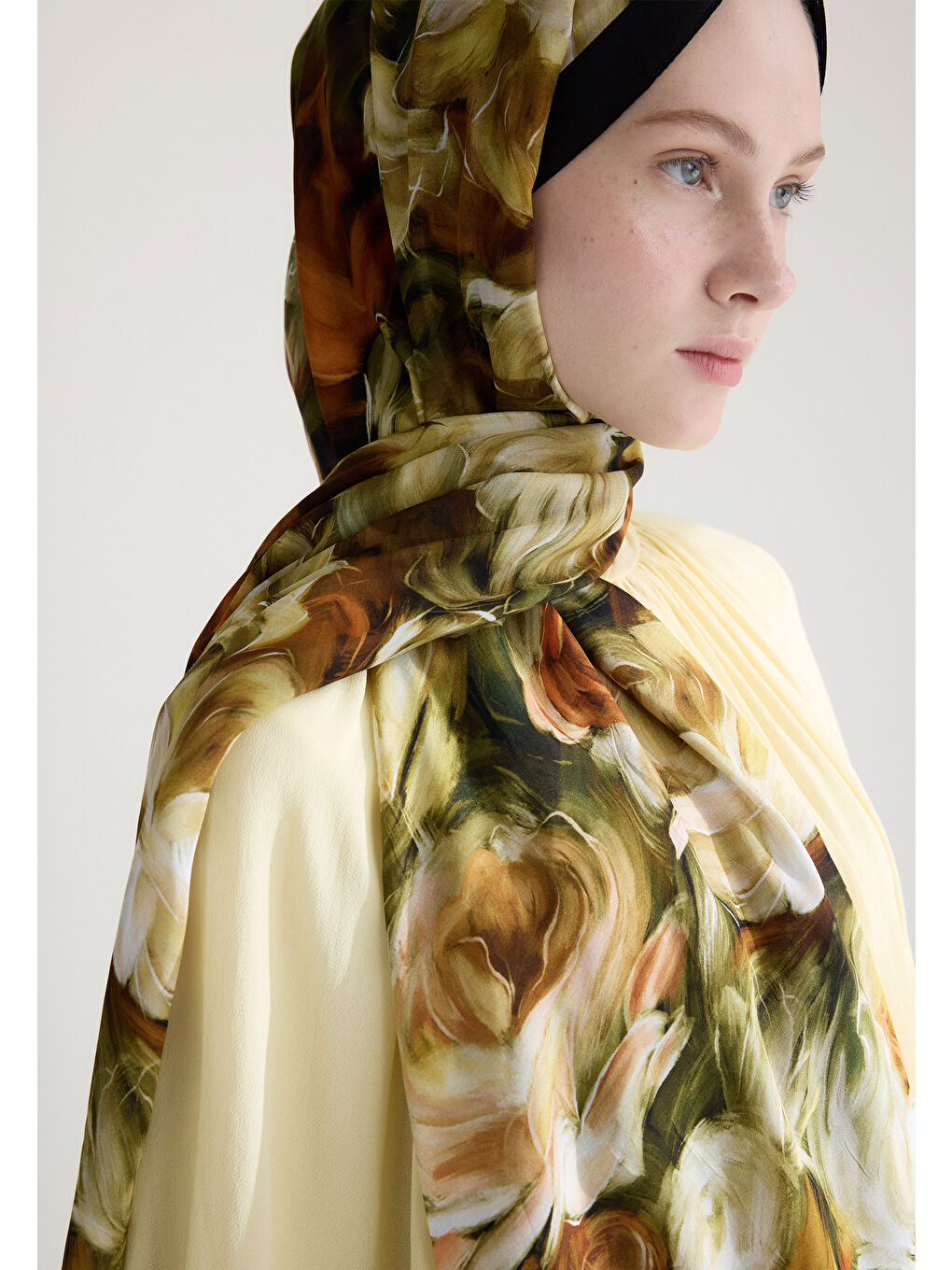 Rose Garden Floş Viskon Şal Haki-1