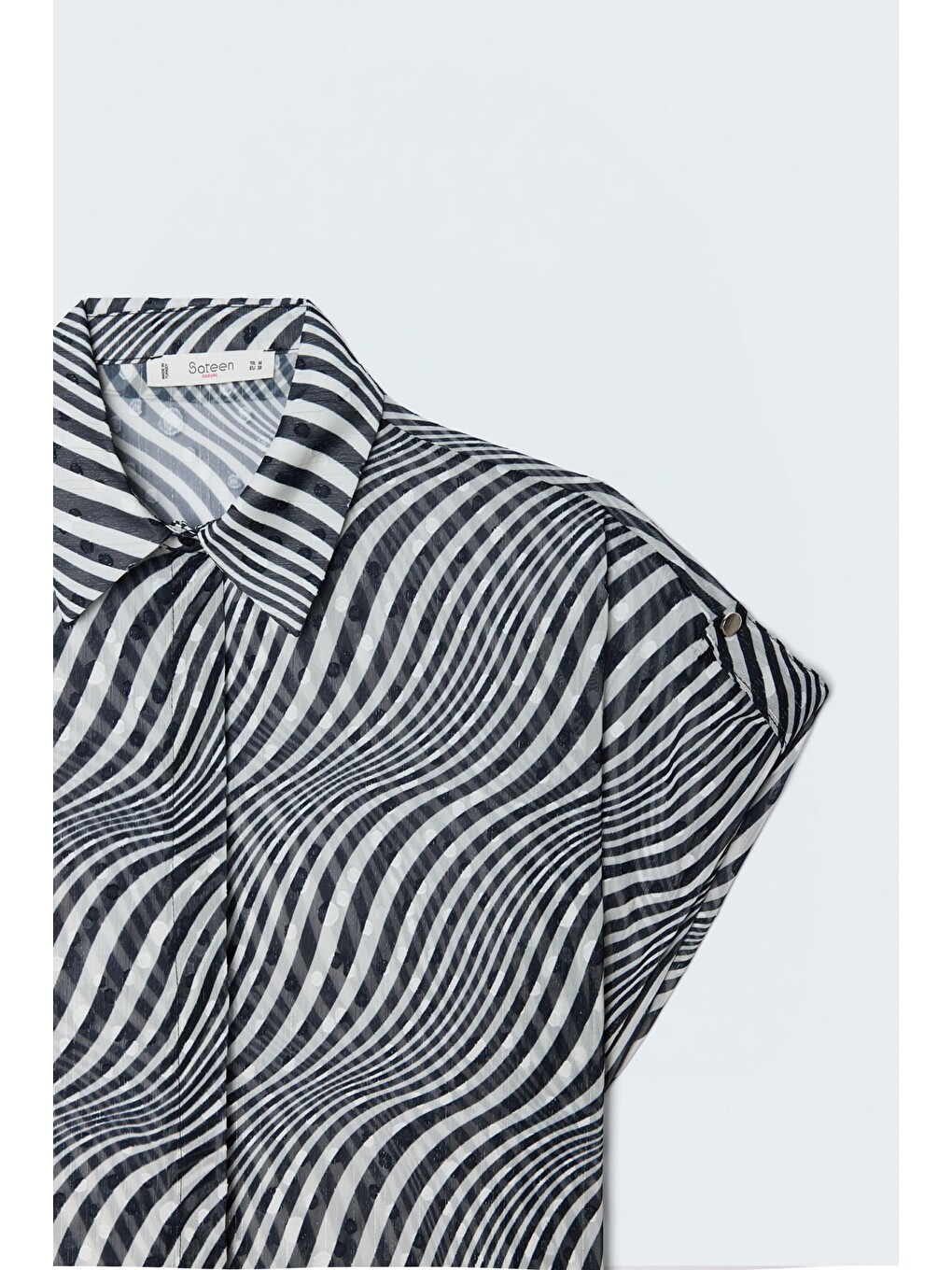 Kısa Kollu Zebra Desenli Gömlek - Siyah-6