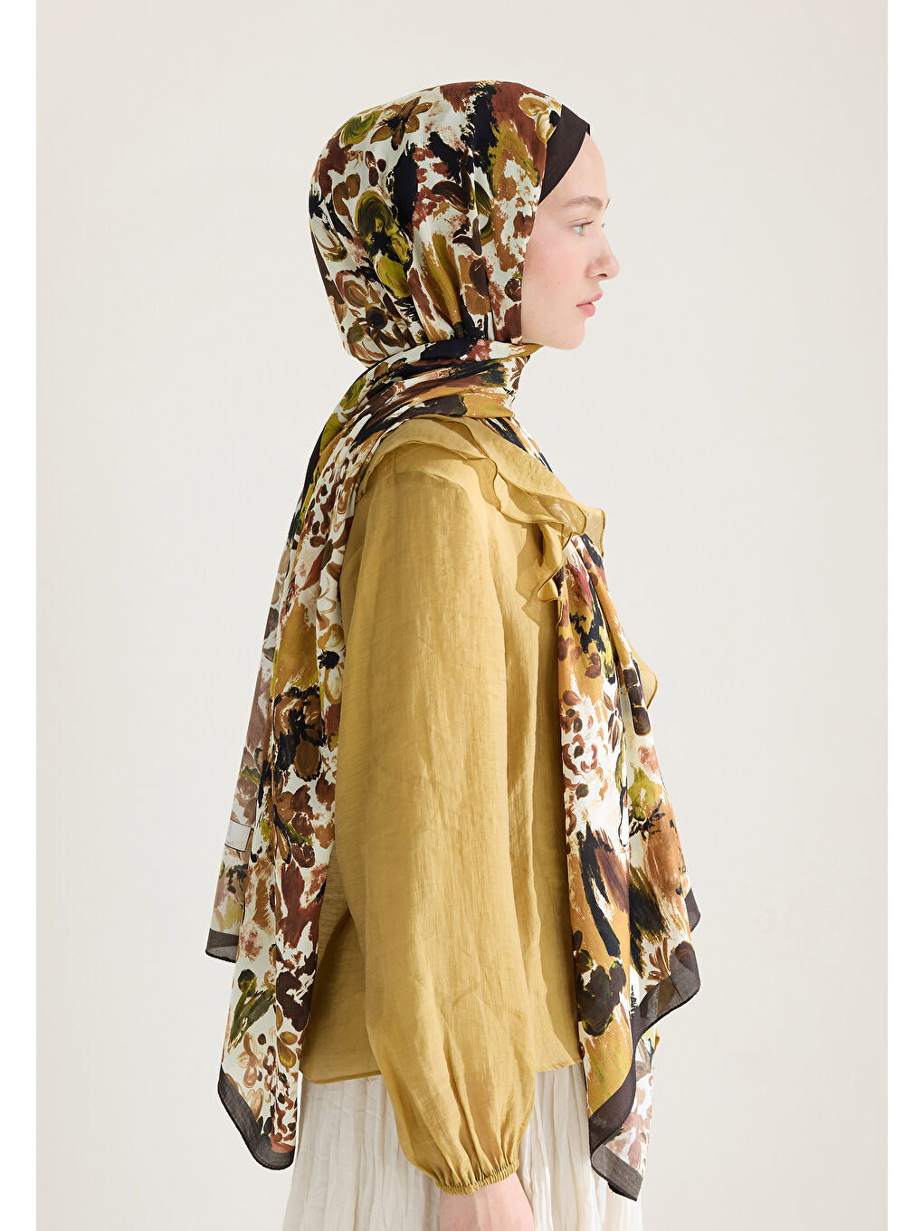 Kahverengi Vınnıe Floş Viskon Şal Acı Kahve-2