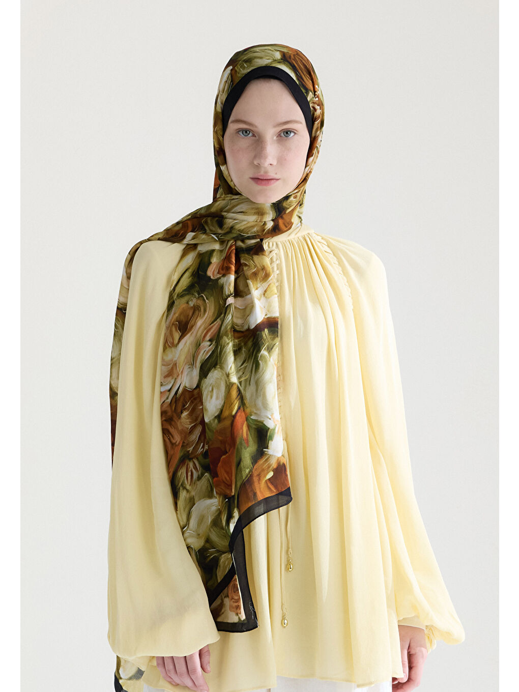 Rose Garden Floş Viskon Şal Haki-2