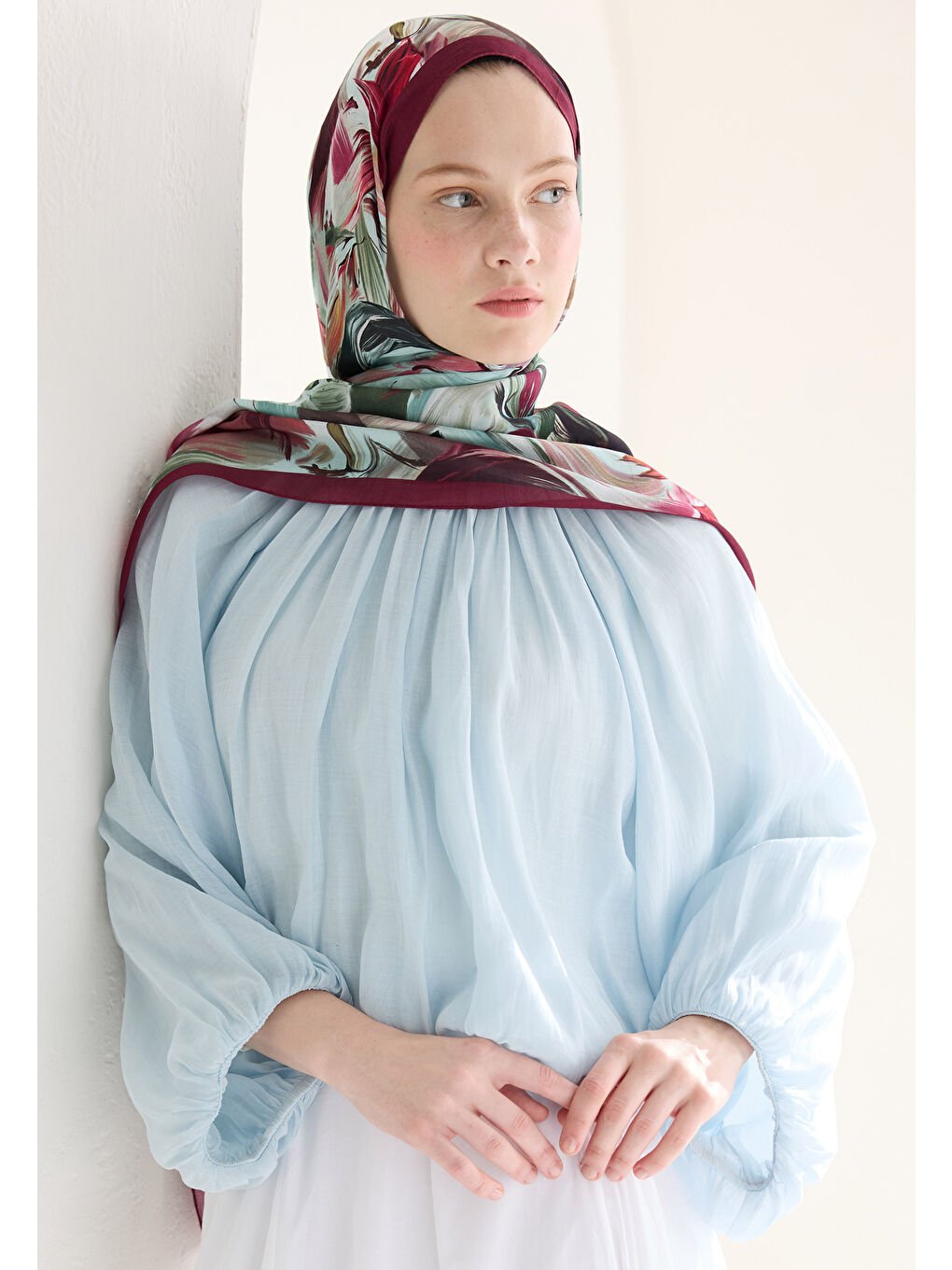 Vanılla Blossom Floş Viskon Şal Mürdüm