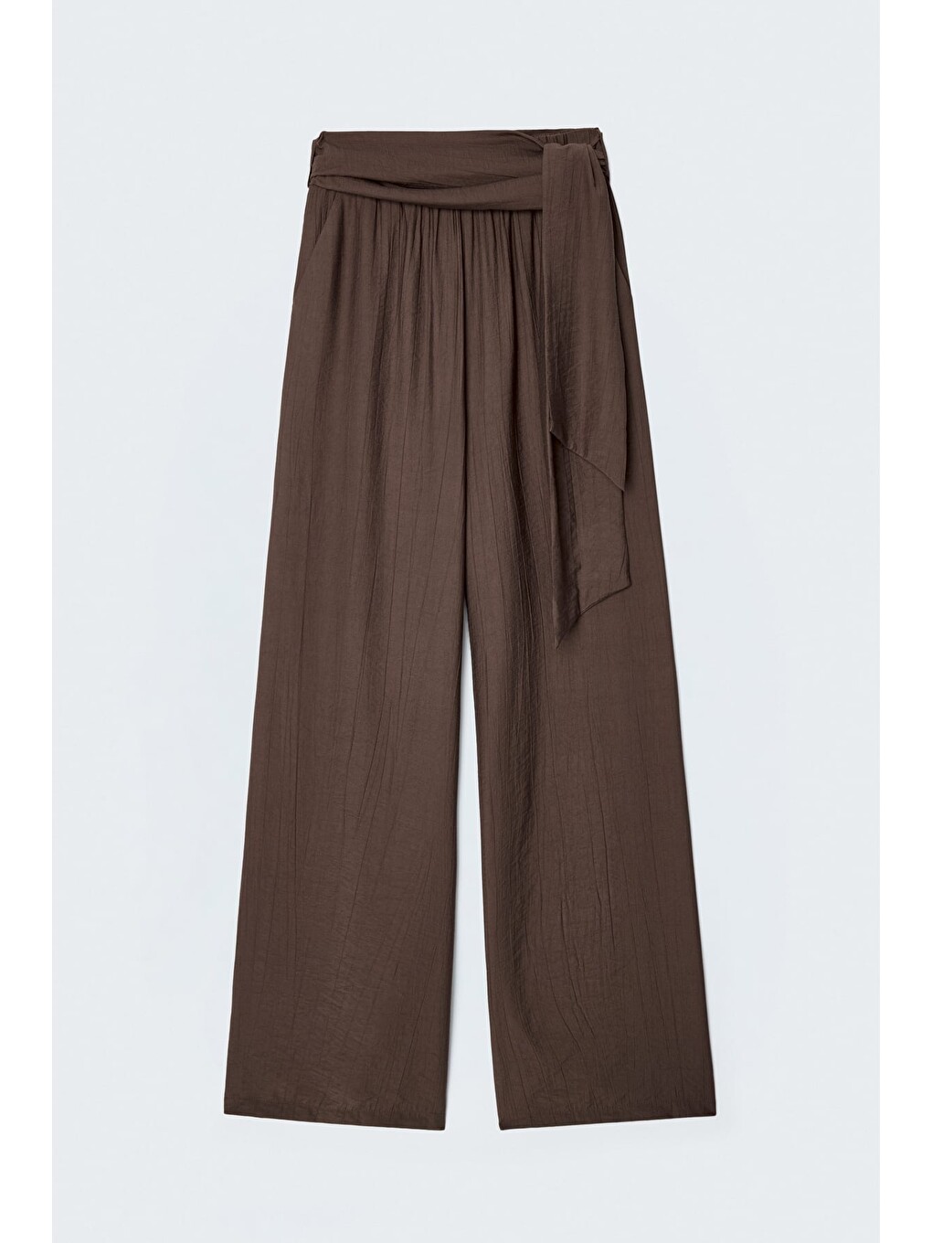 Kahverengi Kuşaklı Pantolon - Kahve-3