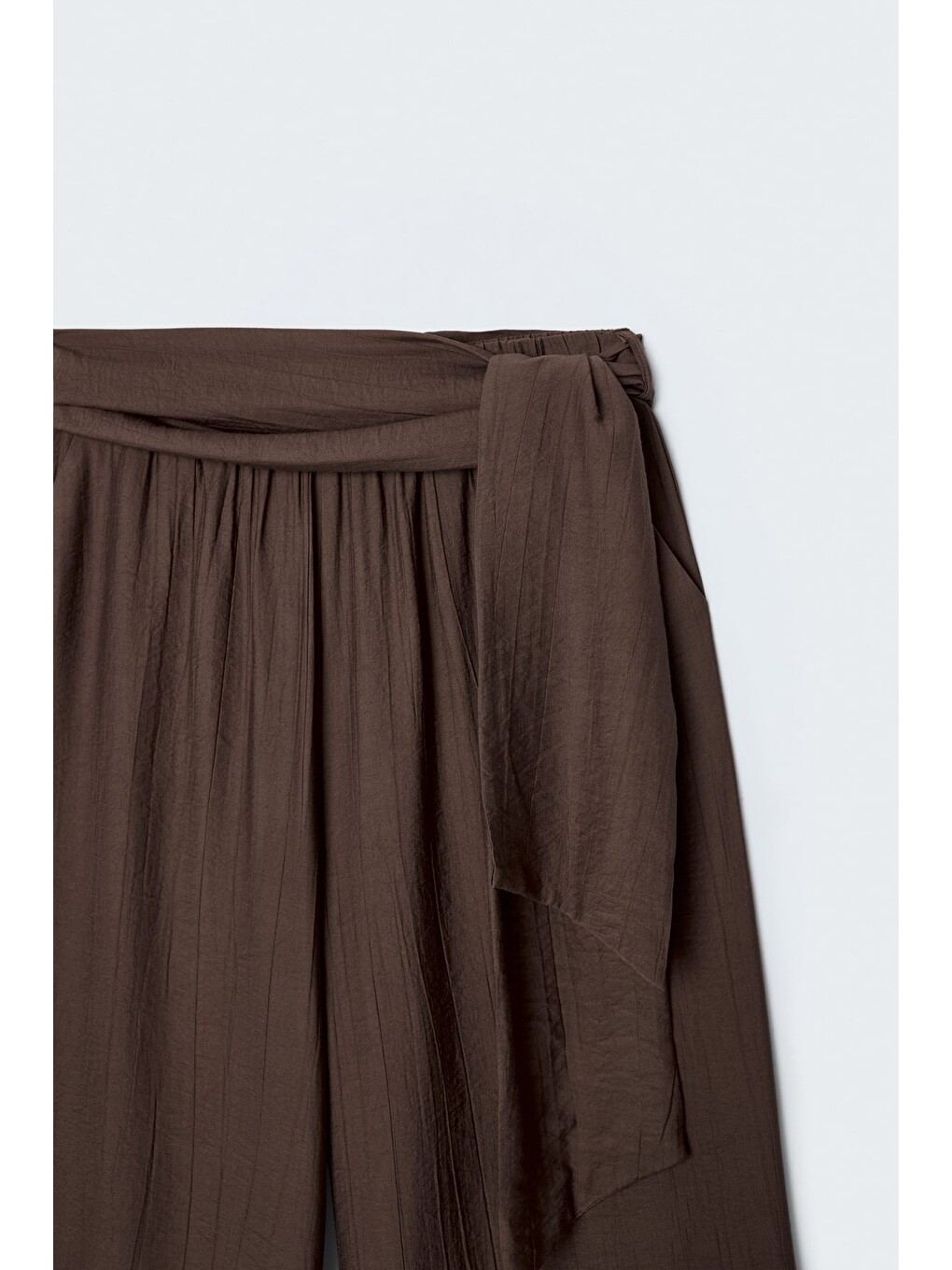 Kahverengi Kuşaklı Pantolon - Kahve-4