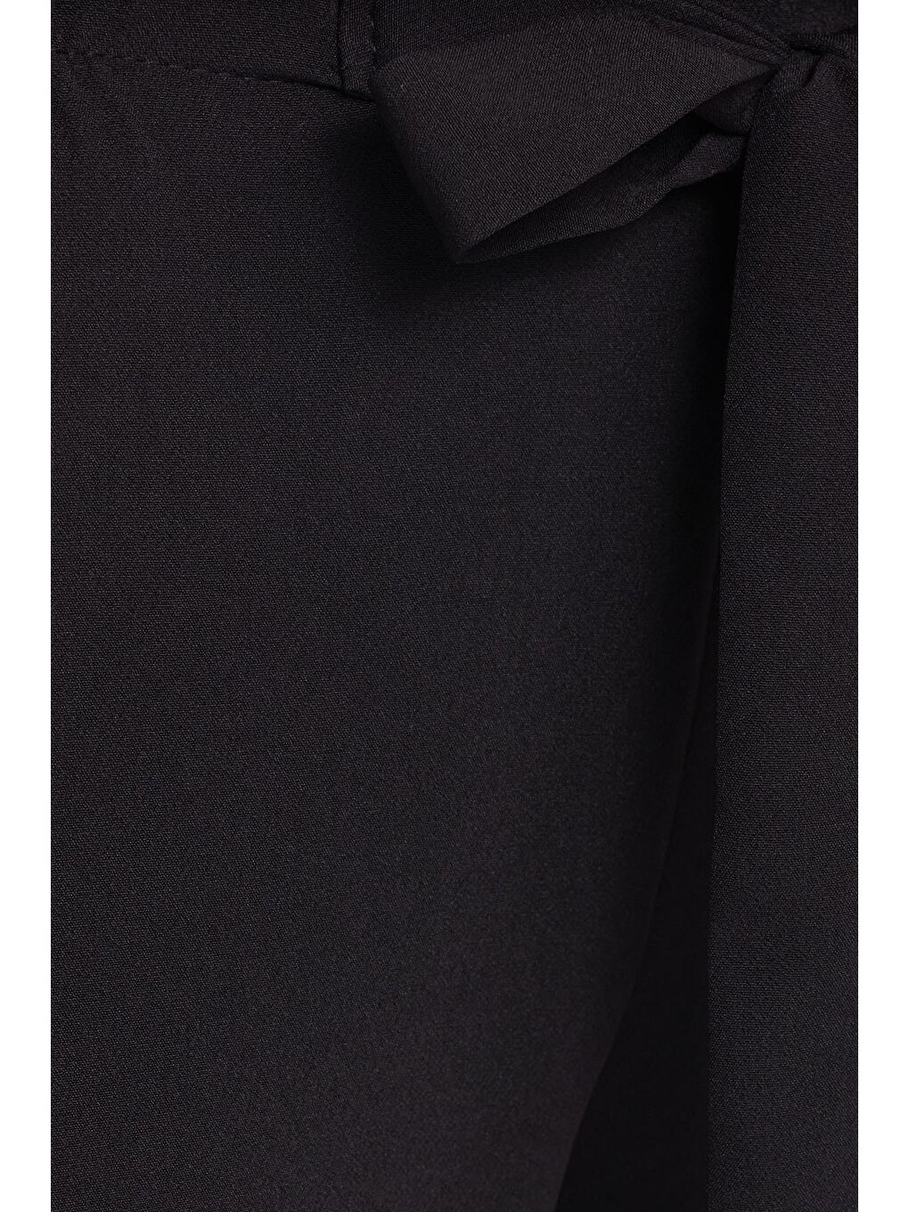 Kadın Relax Fit Rahat Kesim Lastikli Kuşak Bağlamalı Geniş Paça Siyah Pantolon-5