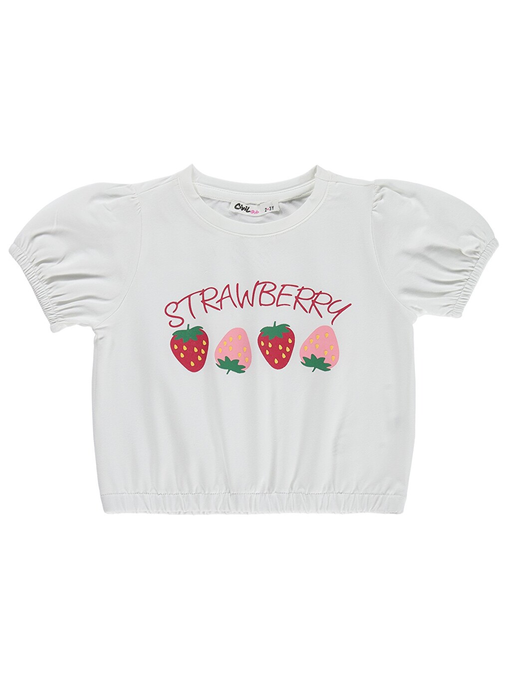 Girls Strawberry 2-5 Yaş Tişört - Kırık Beyaz