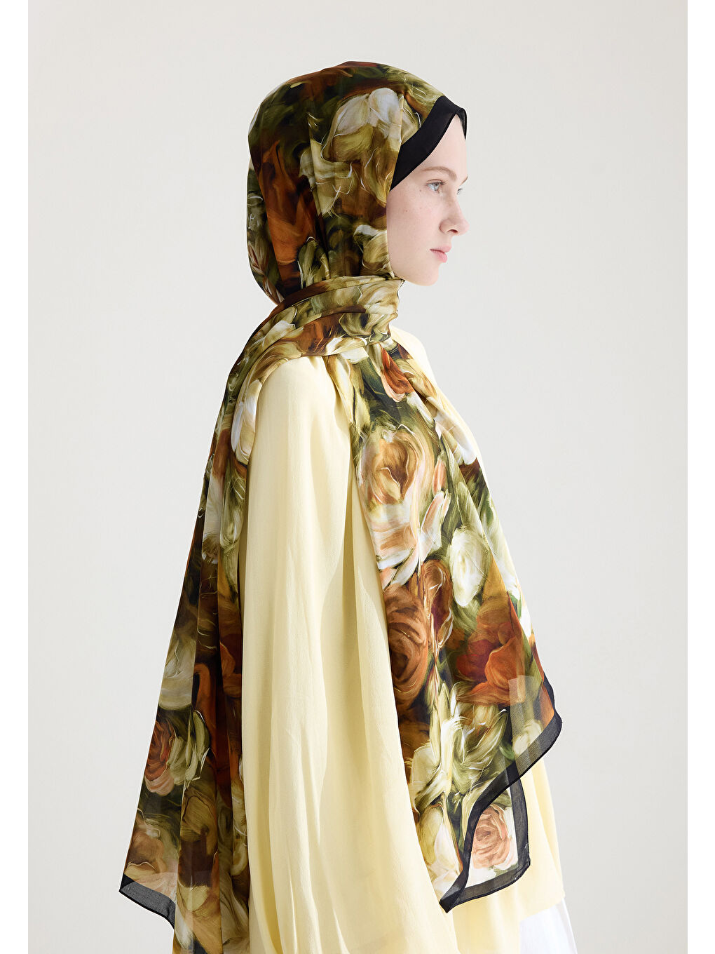 Rose Garden Floş Viskon Şal Haki-3