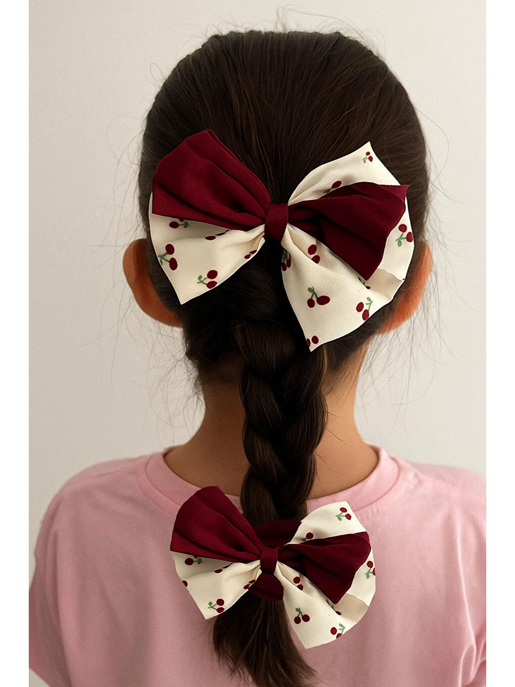 Kırmızı 3 Adet Cici Fiyonklu Saten Simit Toka-4