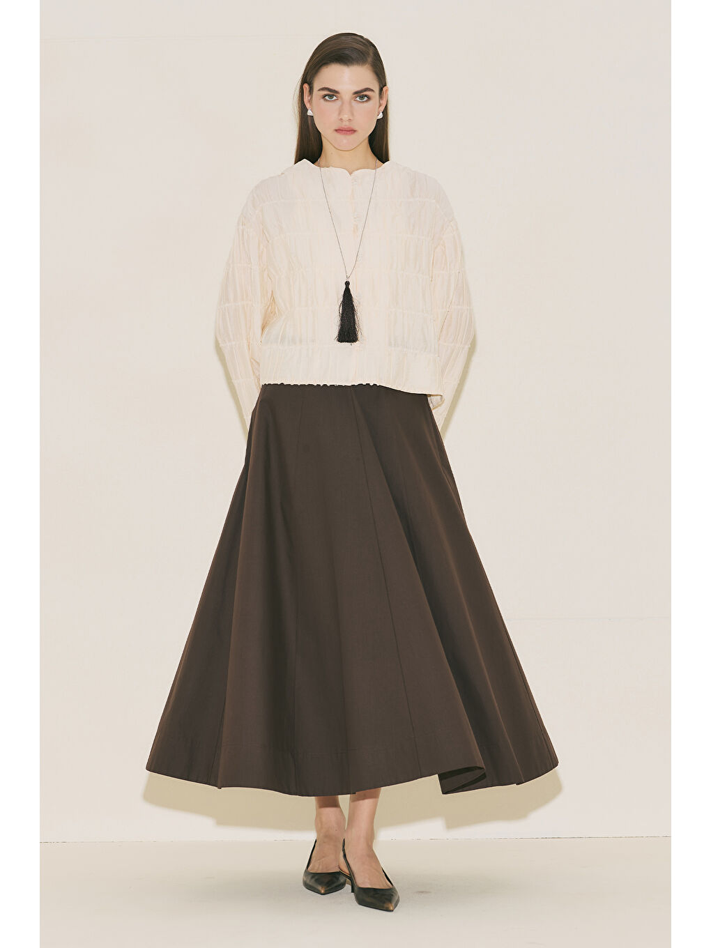 Beyaz Dokulu Mırına Bluz İnci-1