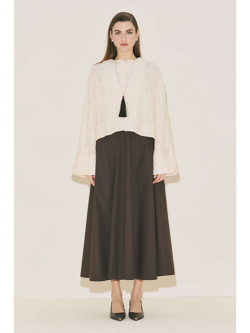 Beyaz Dokulu Mırına Bluz İnci-2