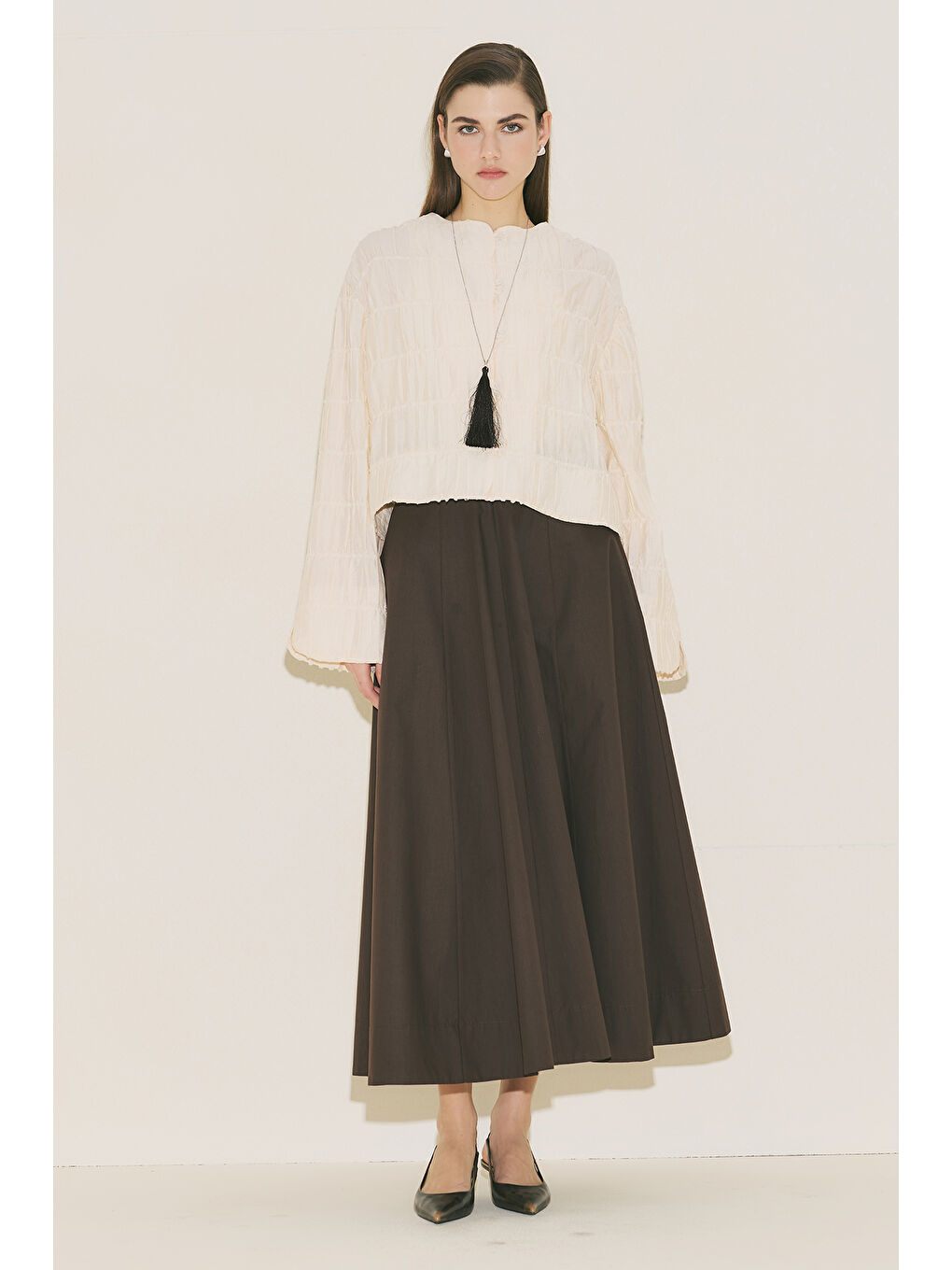 Beyaz Dokulu Mırına Bluz İnci-3