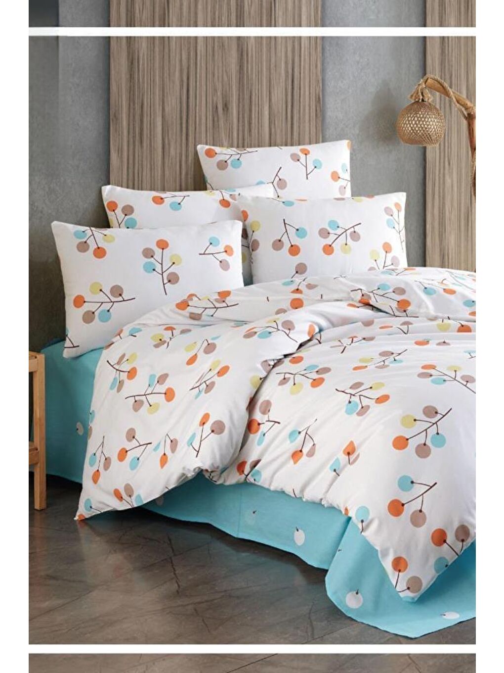 Karışık Meliha Çift Kişilik Lastikli Çarşaflı Nevresim Takımı