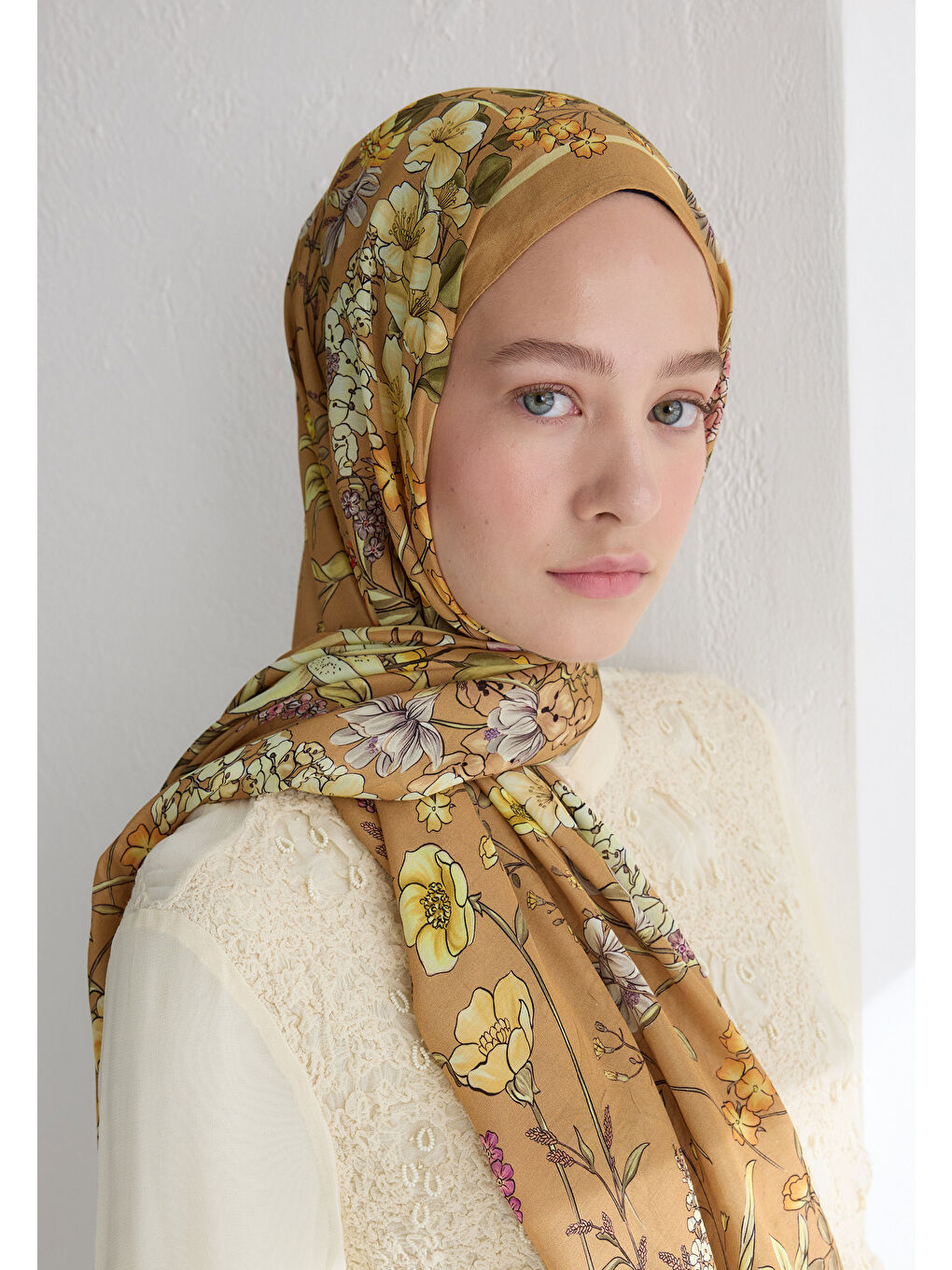 Kahverengi Valentına Floş Viskon Şal Tarçın Kabuğu-1