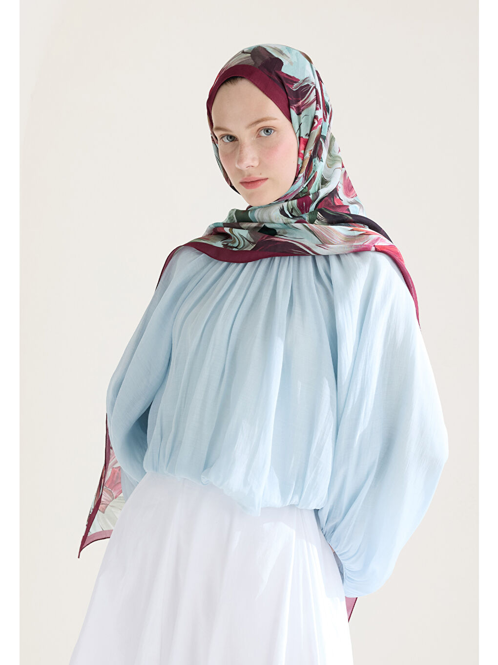 Vanılla Blossom Floş Viskon Şal Mürdüm-3