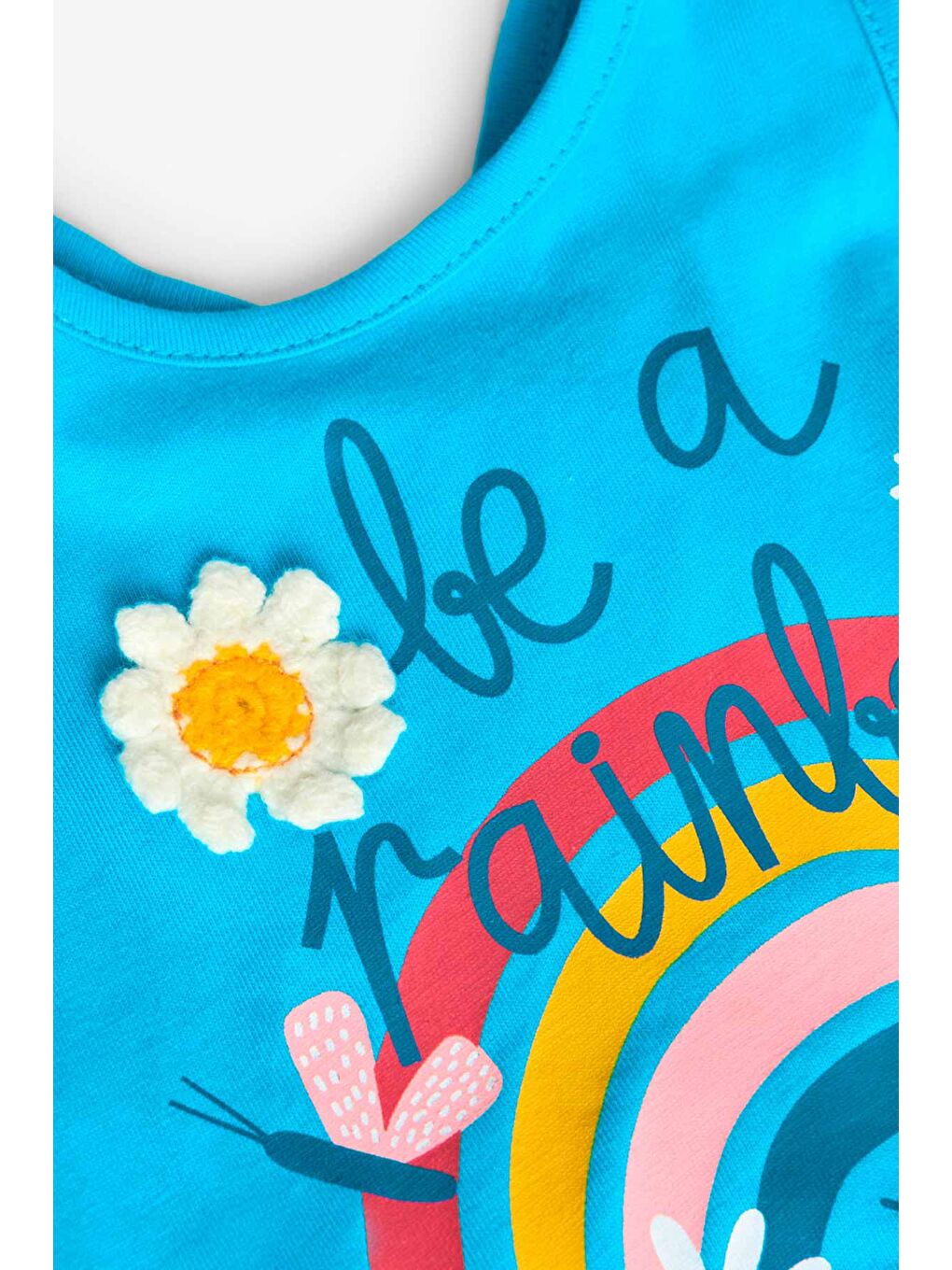 Turkuaz Rainbow Baskılı Kız Çocuk Tişört-2