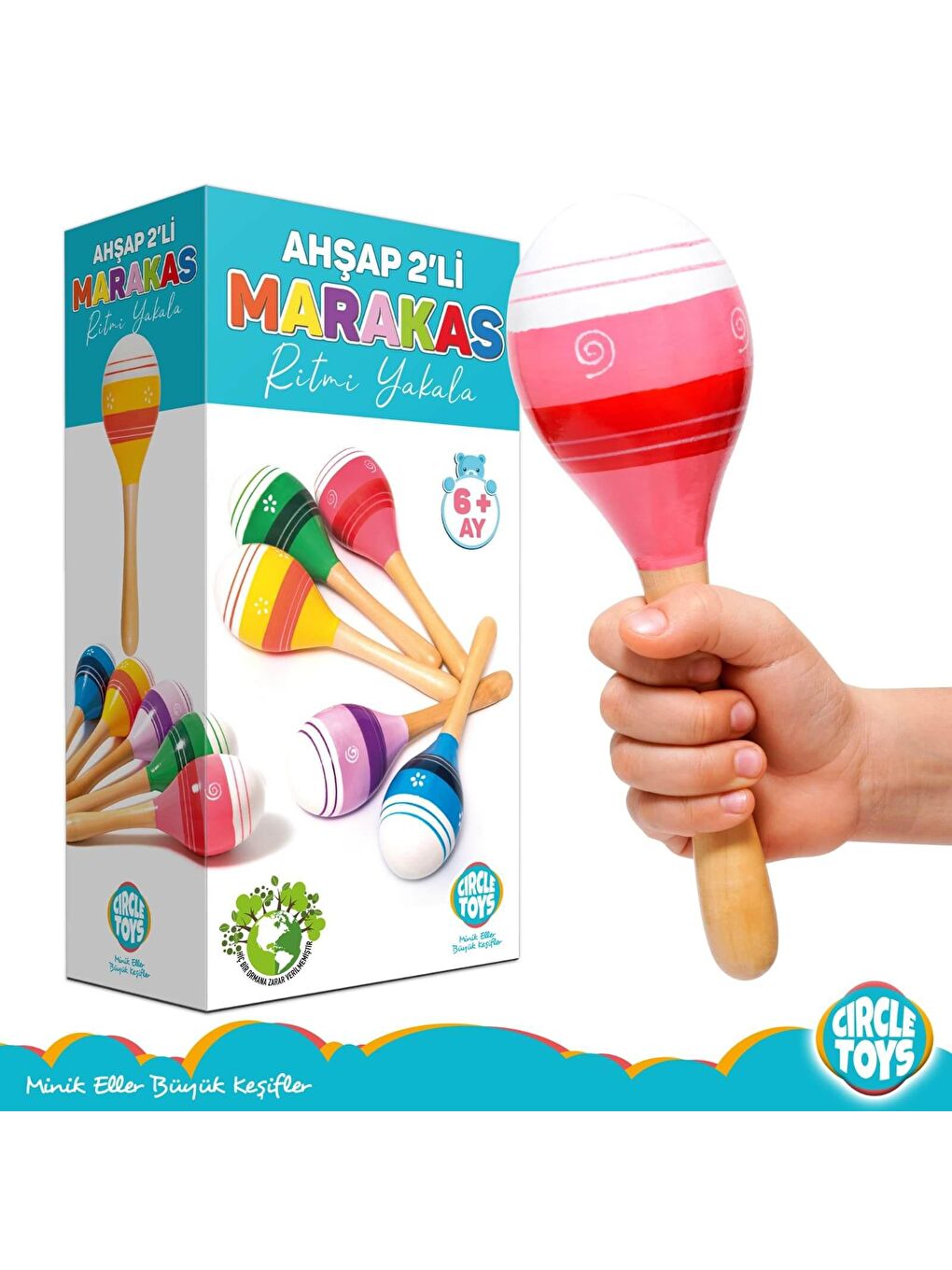 Circle Toys Karışık Ahşap 2'li Marakas - 1