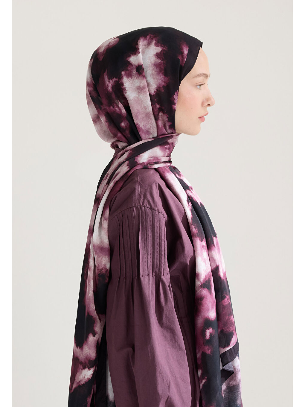 Lola Floş Viskon Şal Mürdüm-1