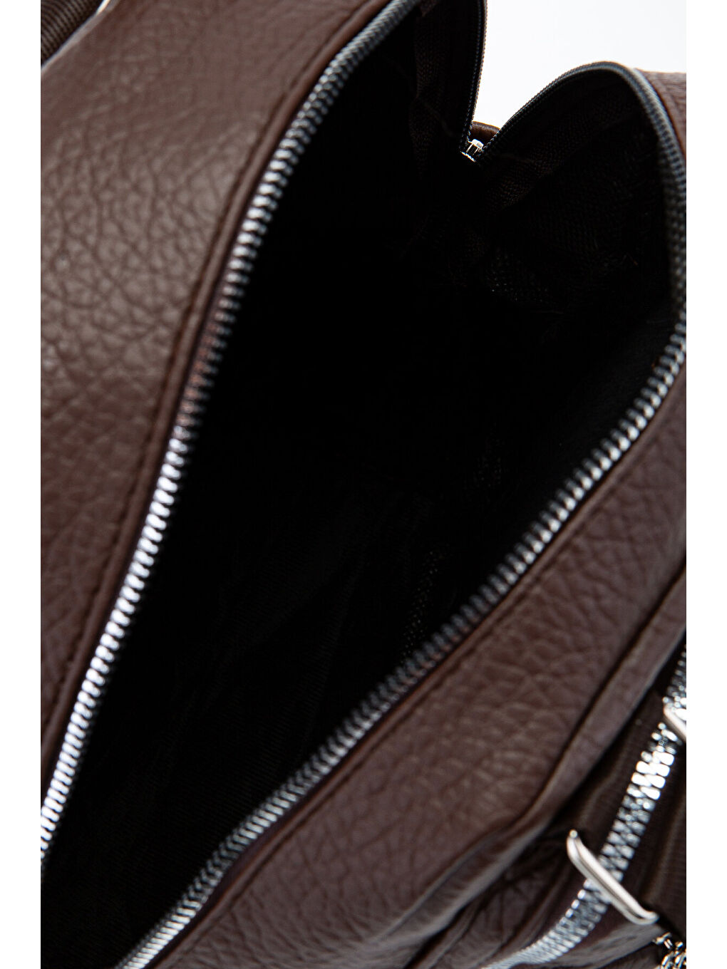 Çok Gözlü Suni Deri Bucky Sırt Çanta Kahverengi-5