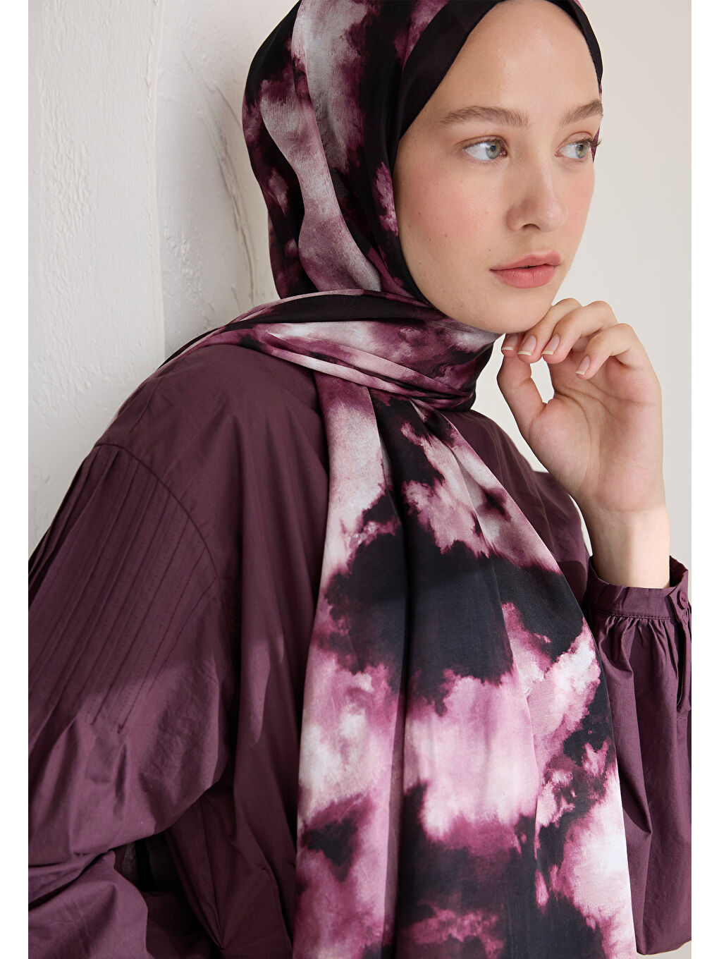 Lola Floş Viskon Şal Mürdüm-2