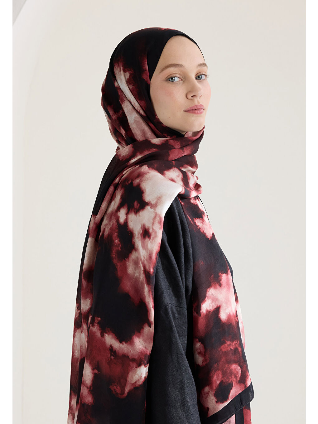 Lola Floş Viskon Şal Bordo-1